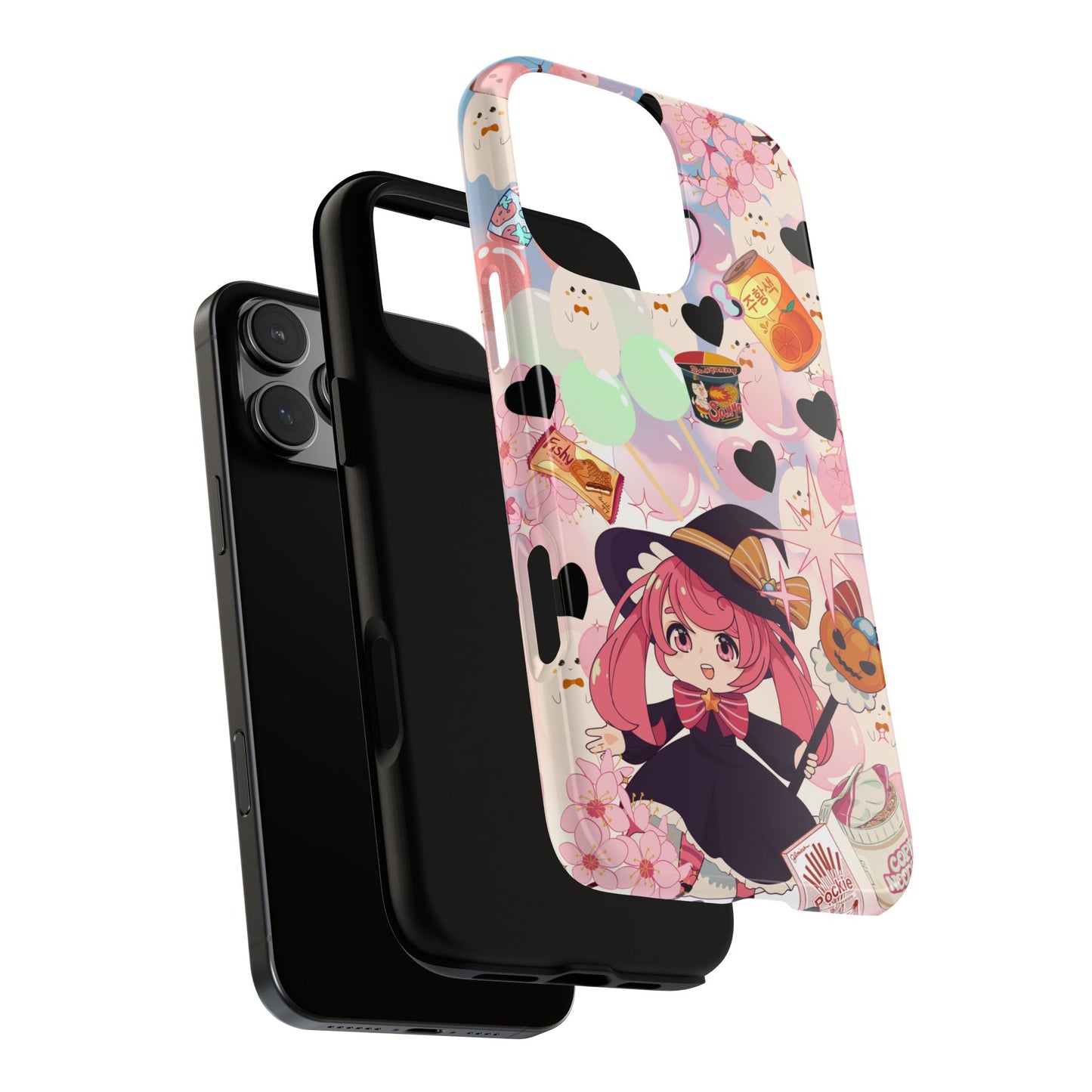 Anime Halloween Phone Case, Kawaii Witch Phone Cover, Cute Spooky Ghost iPhone, Galaxy, Pixel Case, Pastel Coquette Fall Gift