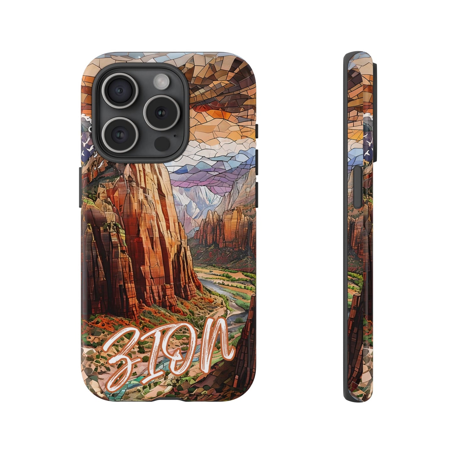 Zion National Park Utah Phone Case, Mosaic Phone Case, Mountain Nature Art, National Park Gift Scenic Canyons Cover Landscape Aesthetic Case
