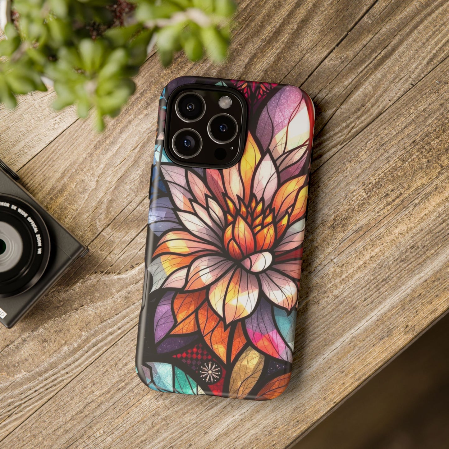 Colorful Stained Glass Flower Case Stylish and Protective, Compatible with iPhone 16 15 14 13 12 11 8 Pro Max Plus, Pixel and Samsung Phones