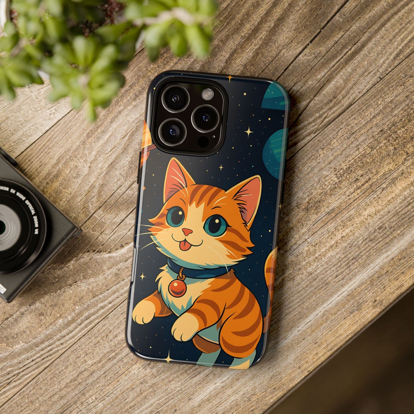 Galaxy Cat Tough Phone Case - Kawaii Space Explorer Anime Design, Cute Cosmic Aesthetic, Compatible with iPhone, Galaxy, and Google Phones