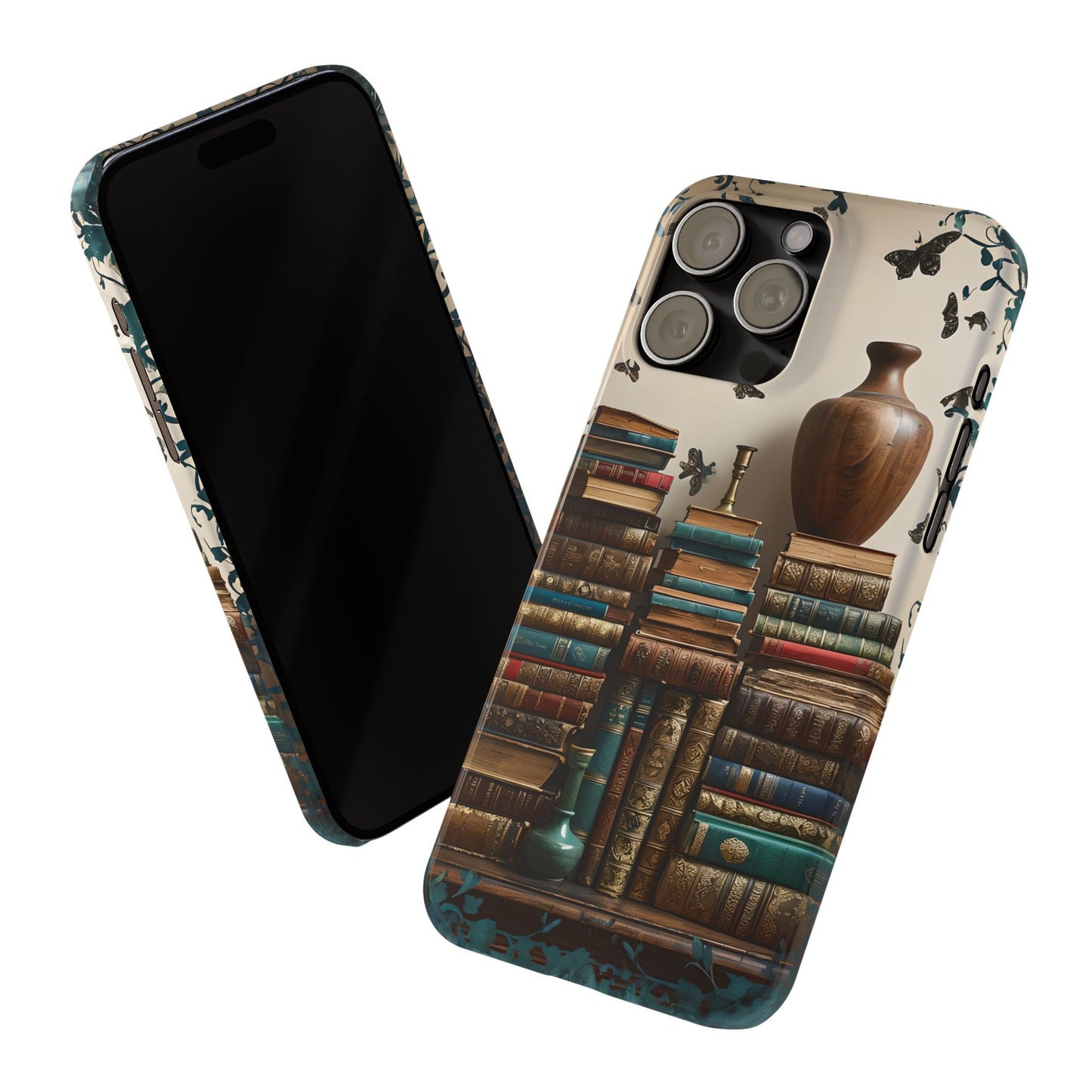 Bookshelf Butterfly Slim Phone Cases | Literary Gift, Reading Accessories, Unique Decor, Nature Lovers, Bookish Style