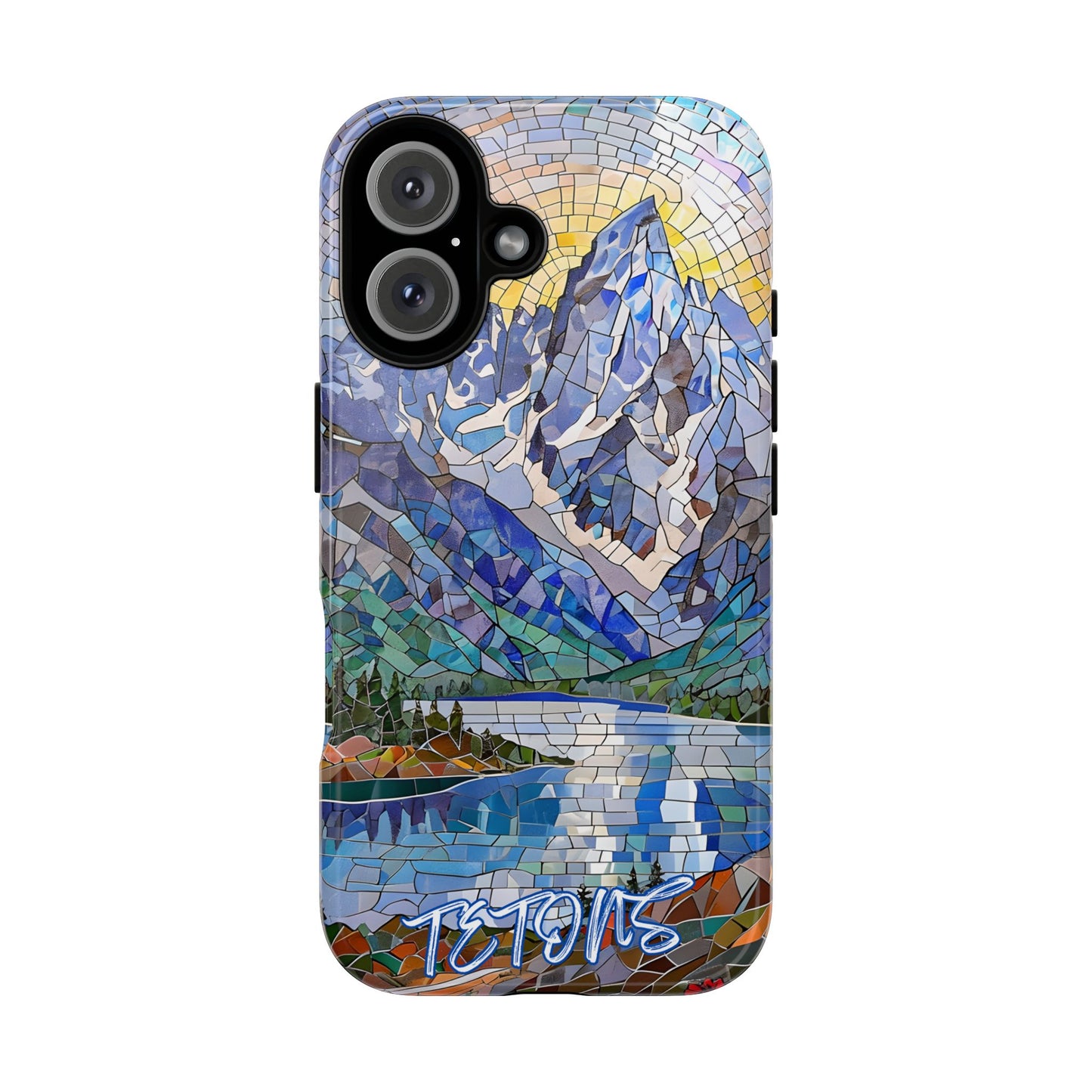 Grand Teton National Park Wyoming Phone Case, Mosaic Phone Case, Mountain Nature Art, National Park Gift, Scenic Forest Phone Cover