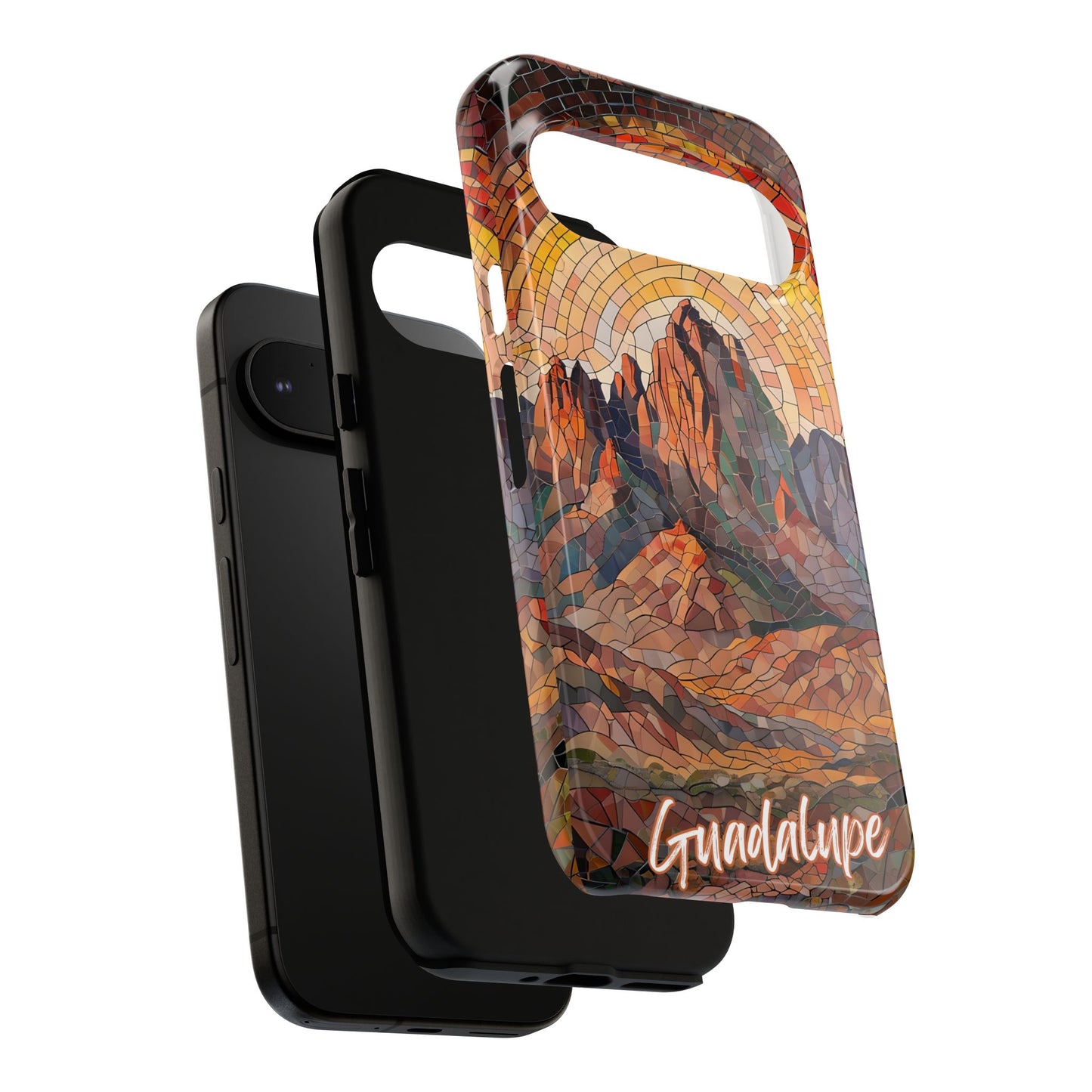 Guadalupe Mountains Mosaic Tough Phone Case, Scenic Mountain Art, National Park Aesthetic, Compatible with iPhone, Galaxy, and Google Phones