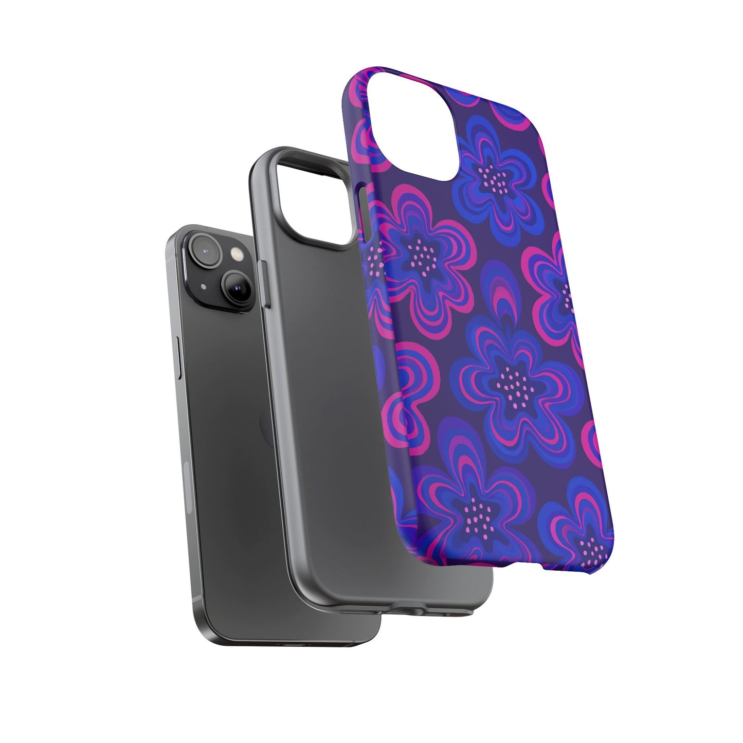 Retro Swirl Flower Tough Phone Case - Groovy Psychedelic Floral Pattern, Funky Vintage Aesthetic, Compatible with iPhone, Galaxy, and Google