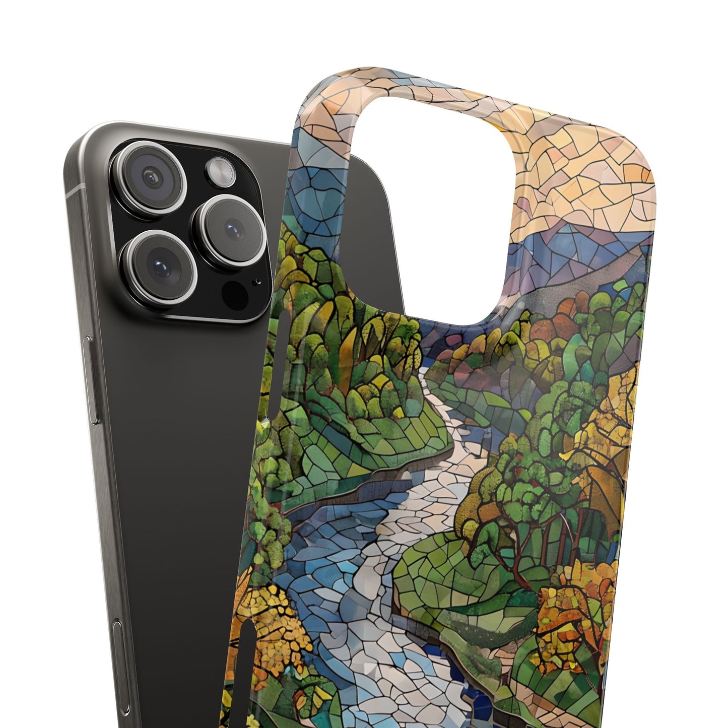 Cuyahoga Valley Mosaic Slim Phone Case, Midwest Forest Art, Scenic Nature Aesthetic, Unique Gift for Nature Lovers
