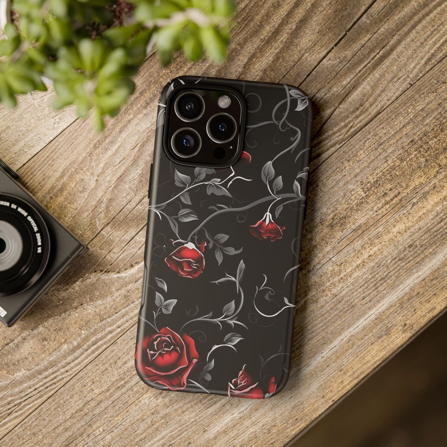 Mystical Red Roses Tough Phone Case - compatible with iPhone, Samsung Galaxy, Google Pixel - Gothic Floral Protective Aesthetic Phone Cover