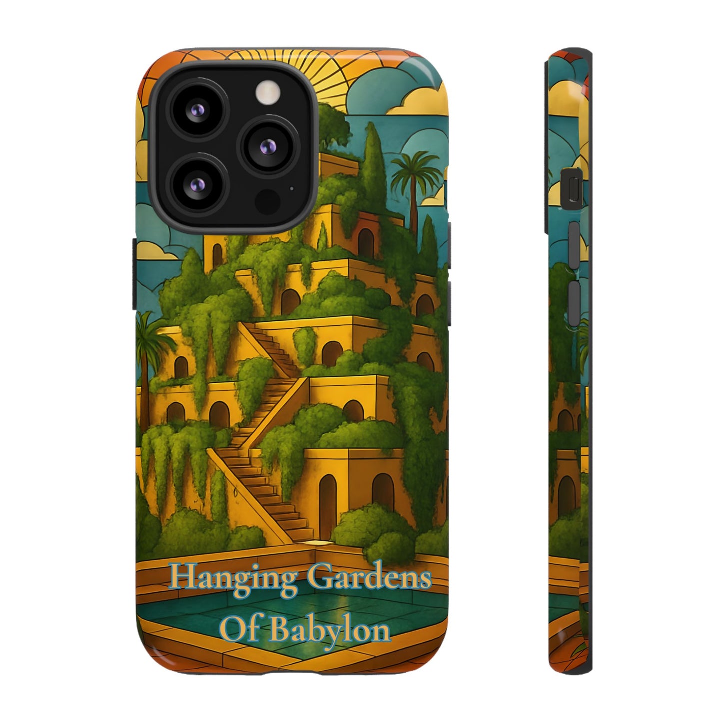 Hanging Gardens of Babylon Tough Phone Case Ancient World Wonder Art, Mythical Historic Aesthetic Compatible with iPhone, Galaxy, and Google