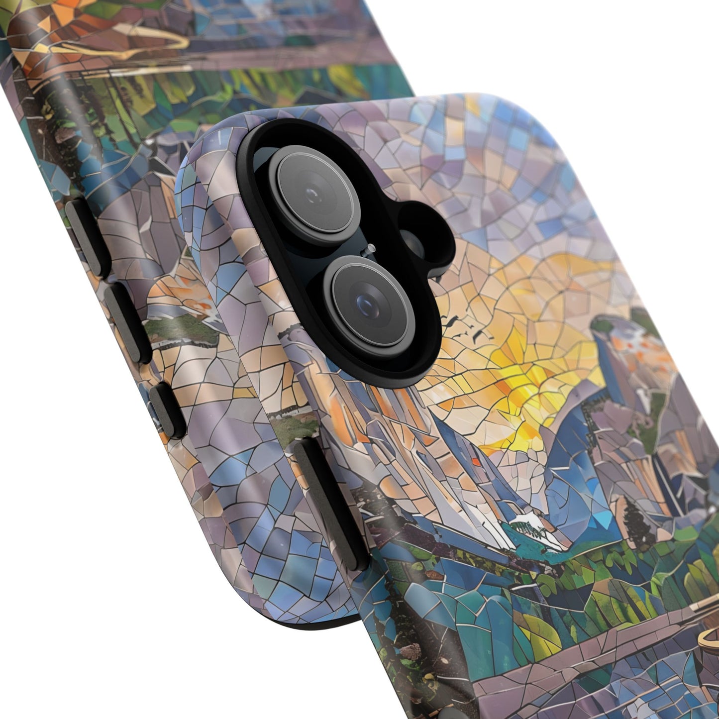 Yosemite Mosaic Tough Phone Case - Mountain Nature Art, Scenic Forest Aesthetic, Compatible with iPhone, Galaxy, and Google Phones
