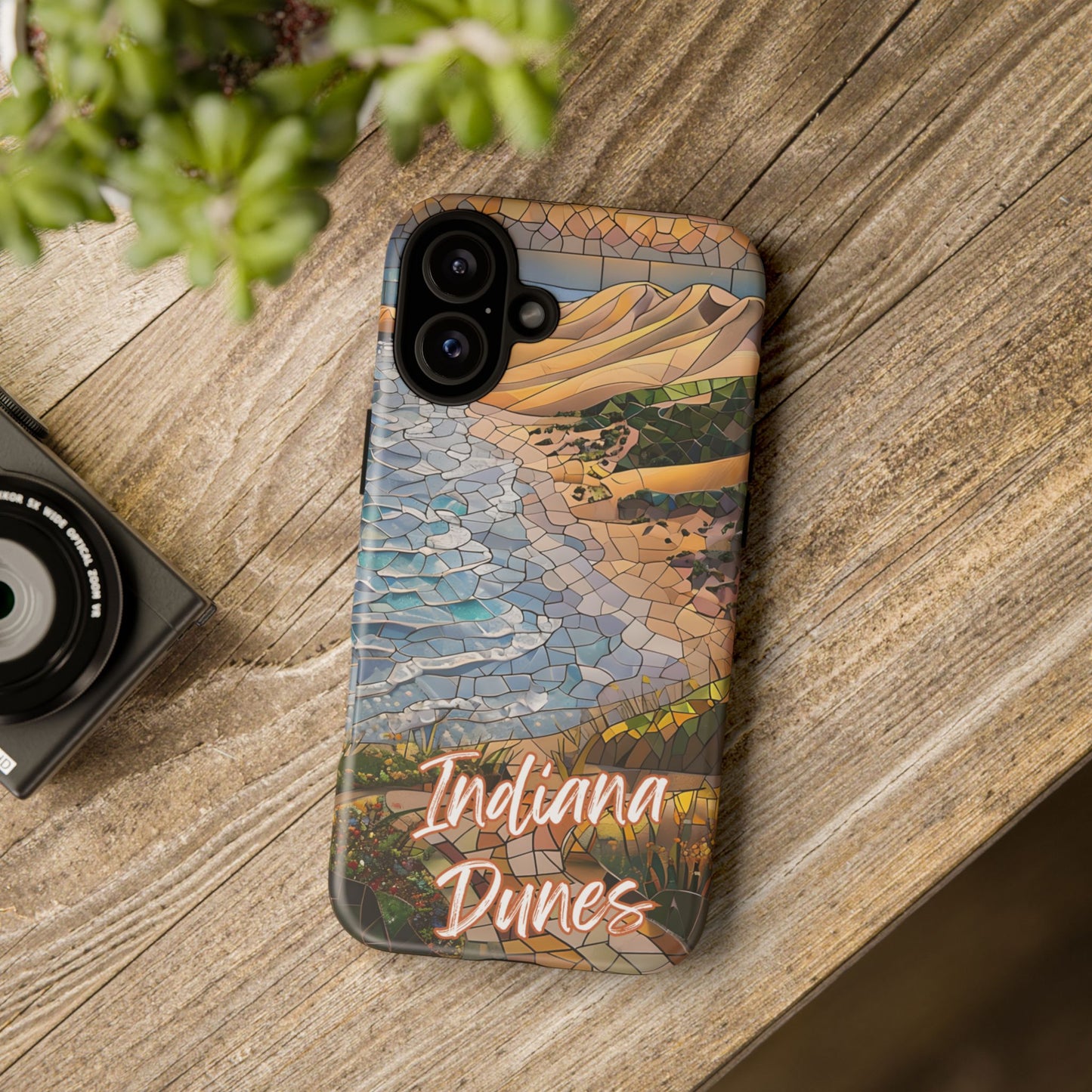 Indiana Dunes Mosaic Tough Phone Case - Lakeside Sand Dune Art, Midwest Nature Aesthetic, Compatible with iPhone, Galaxy, and Google Phones