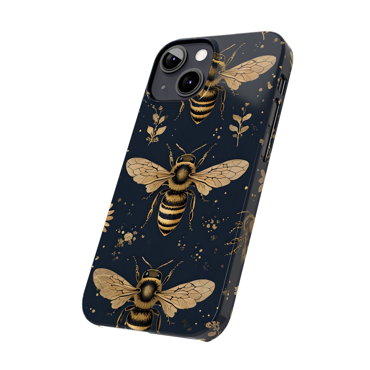 Golden Bee Slim Phone Case | Nature Lover Gift | Floral Print Design | Eco-Friendly Accessory | Ideal for Birthdays, Holidays