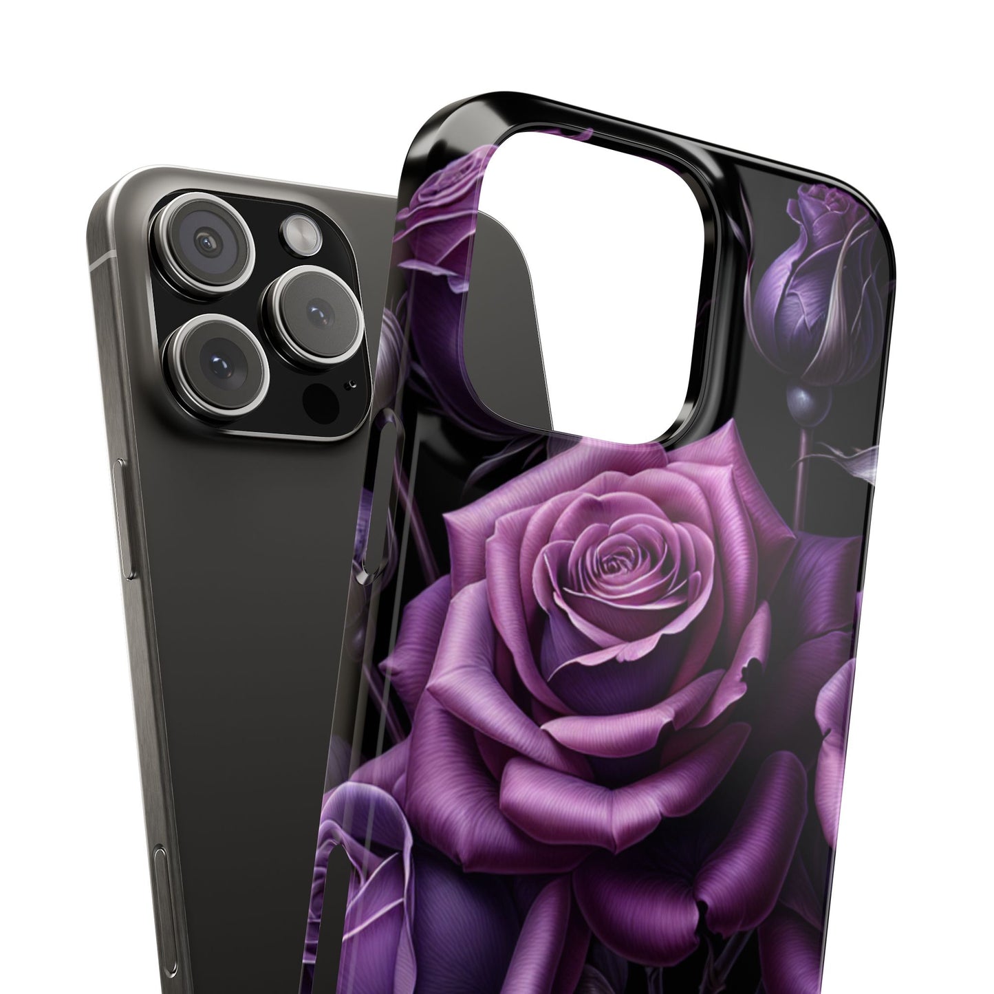 Purple Rose Slim Phone Cases, Floral Phone Cover, Elegant Smartphone Case, Gift for Her, Mother's Day Accessories