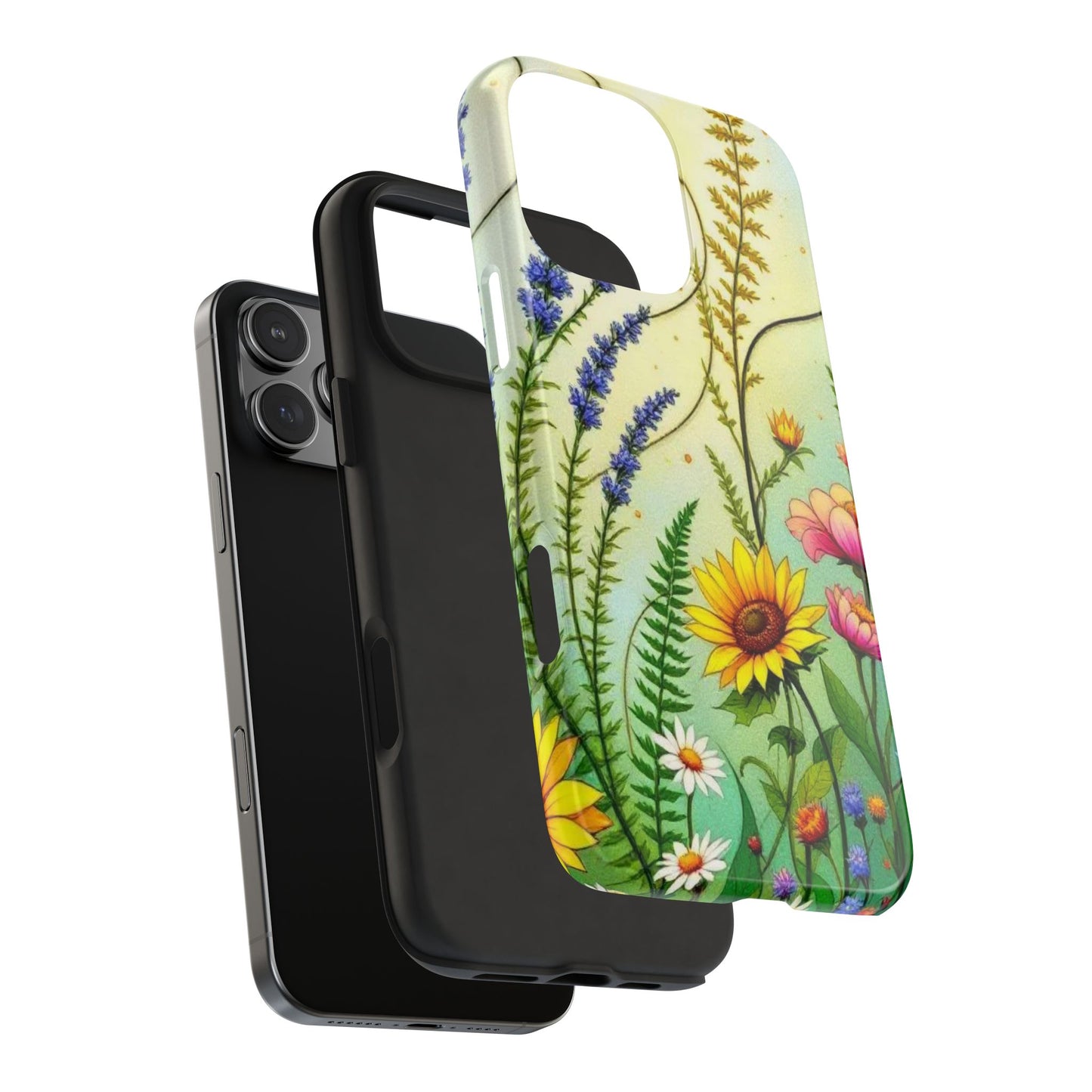 Stained Glass Wildflower Phone Case compatible with iPhone 16 15 14 13 12 11 XR XS Pro Max Samsung Floral Boho Aesthetic Protective Cover
