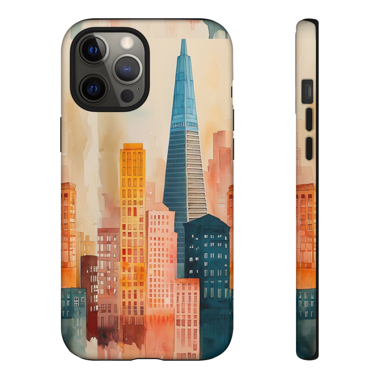 San Francisco Cityscape Tough Phone Case - Tropical Skyline Aesthetic, Sunset Beach Urban Art, Compatible with iPhone, Galaxy, and Google