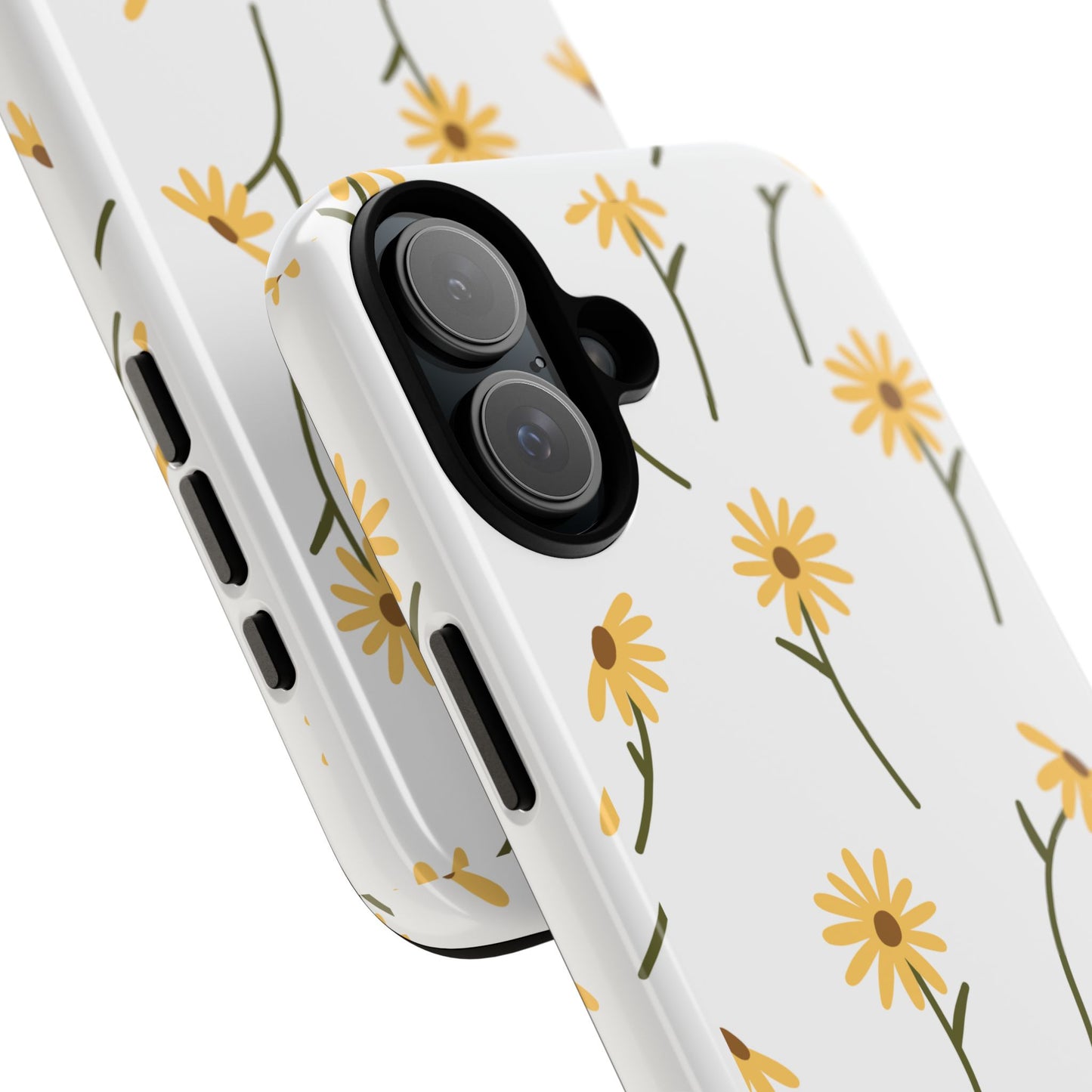 Sunflower Floral Tough Phone Case - Minimal Daisy-Inspired Print, Simple Botanical Aesthetic, Compatible with iPhone, Galaxy, and Google