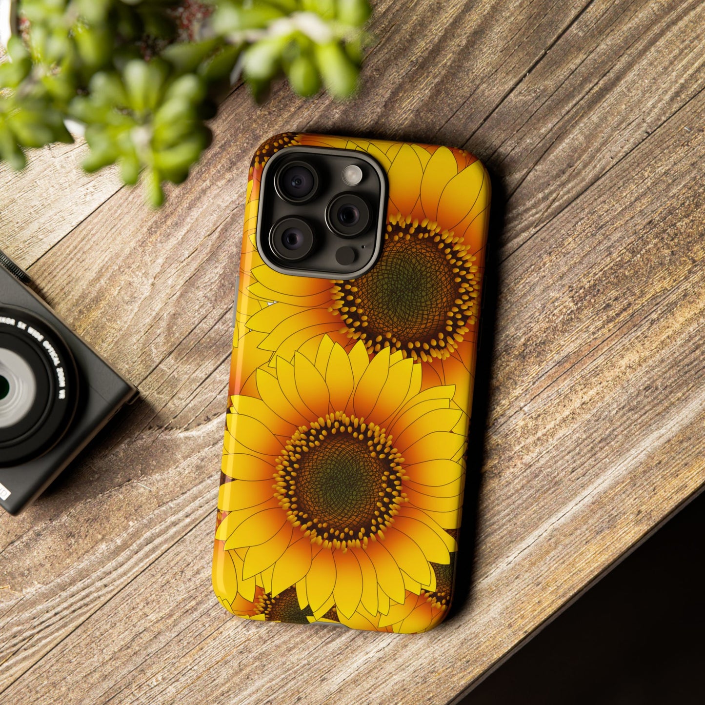 Sunflower Aesthetic Tough Phone Case - Bright Floral Art, Bold Yellow Sunflower Design, Compatible with iPhone, Galaxy, and Google Phones