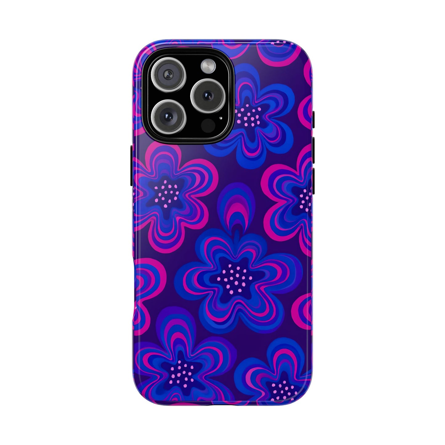 Retro Swirl Flower Tough Phone Case - Groovy Psychedelic Floral Pattern, Funky Vintage Aesthetic, Compatible with iPhone, Galaxy, and Google