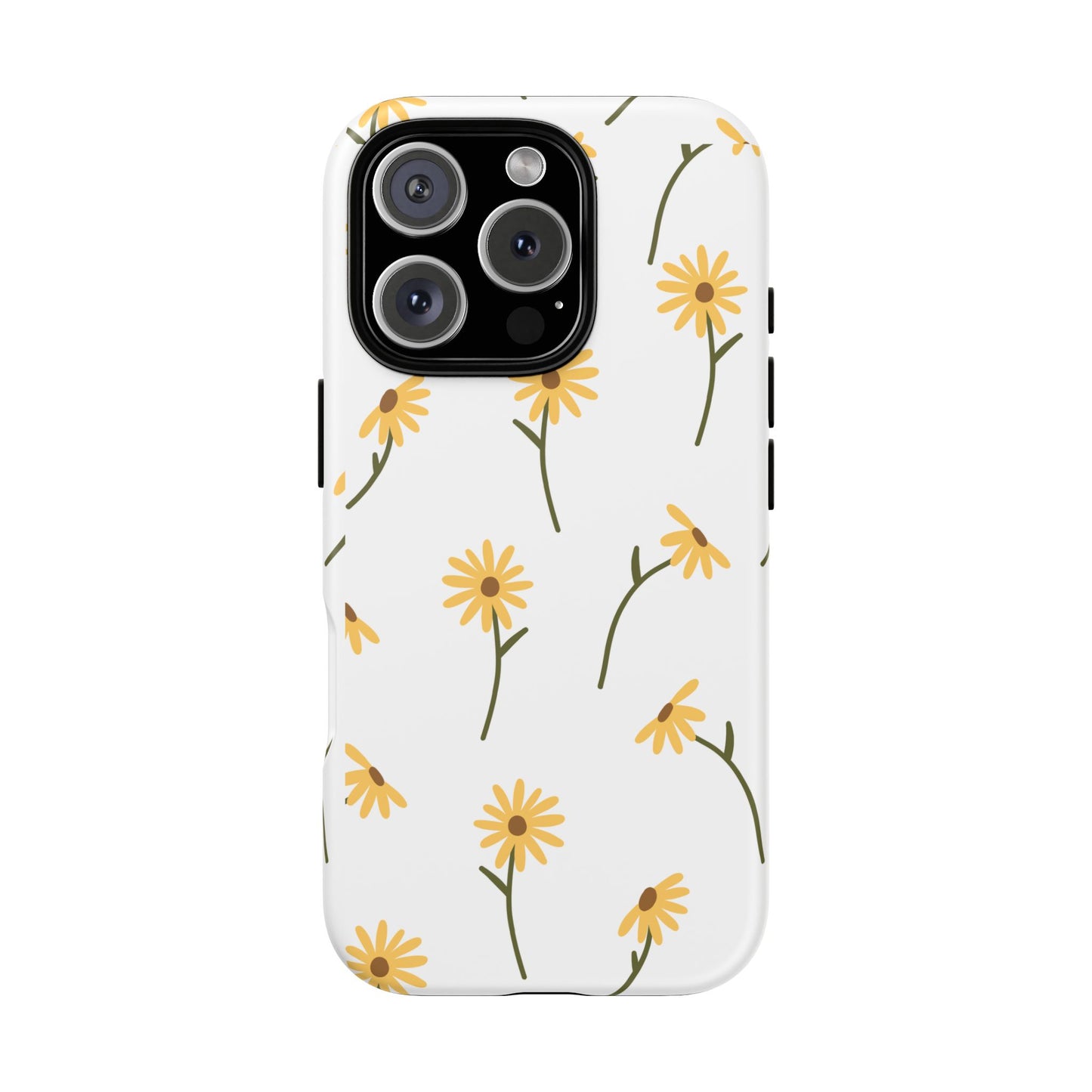 Sunflower Floral Tough Phone Case - Minimal Daisy-Inspired Print, Simple Botanical Aesthetic, Compatible with iPhone, Galaxy, and Google