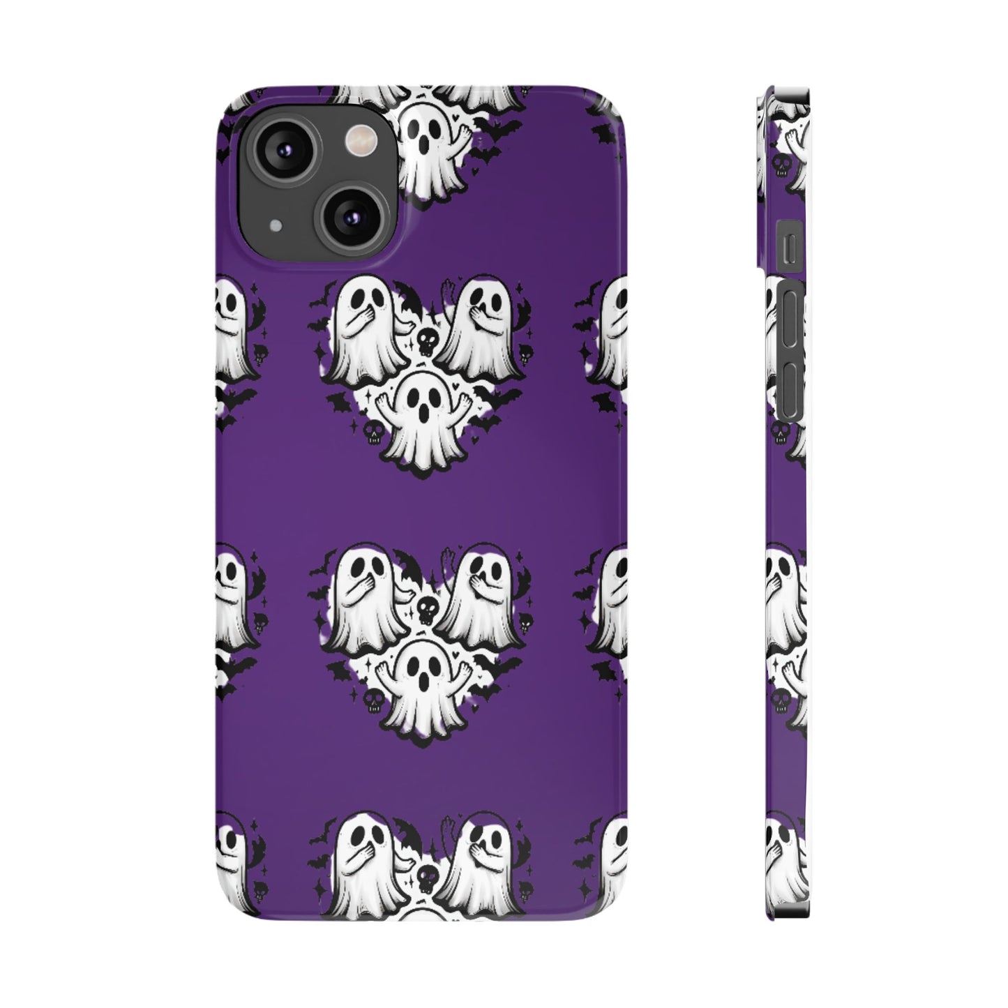 Cute Ghost Heart Slim Phone Case, Creepy Cute Spooky Heart Print, Goth Coquette Aesthetic Spooky Accessories, Halloween Gift Case
