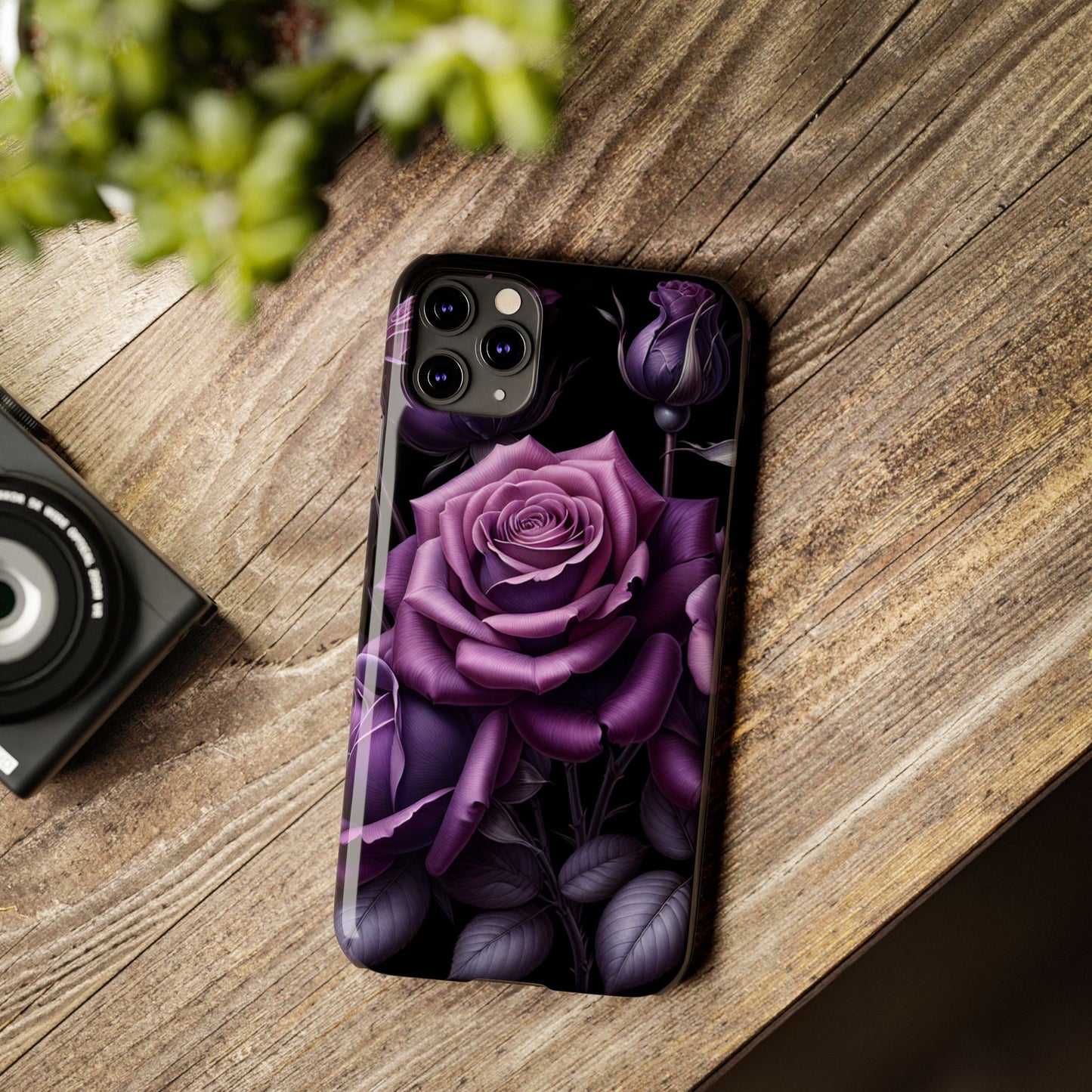 Purple Rose Slim Phone Cases, Floral Phone Cover, Elegant Smartphone Case, Gift for Her, Mother's Day Accessories