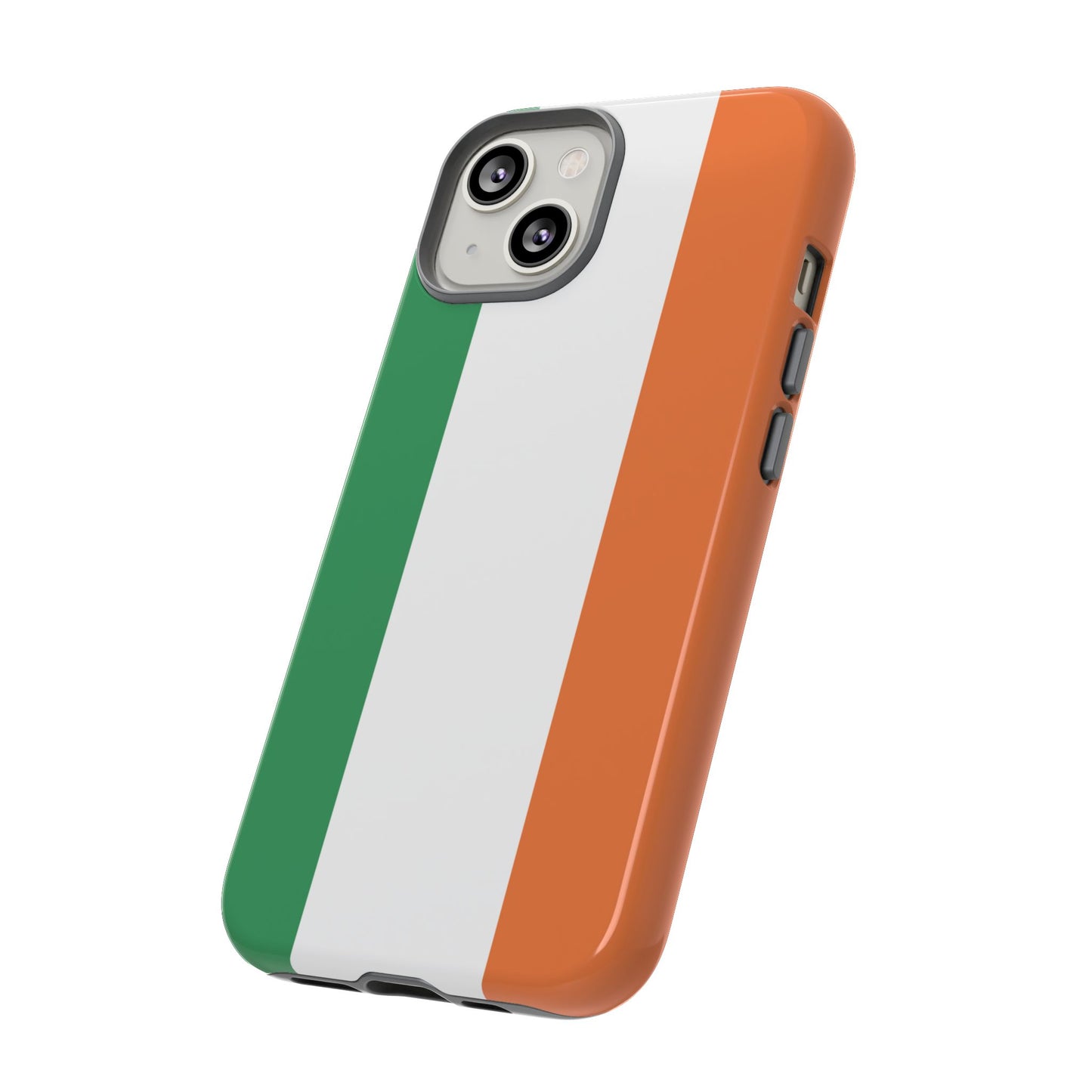 Tough Case Ireland Flag Design Phone Cover Compatible with iPhone 17, 16, 15, 14, 13, Galaxy, Google, Irish Tricolor Green White Orange