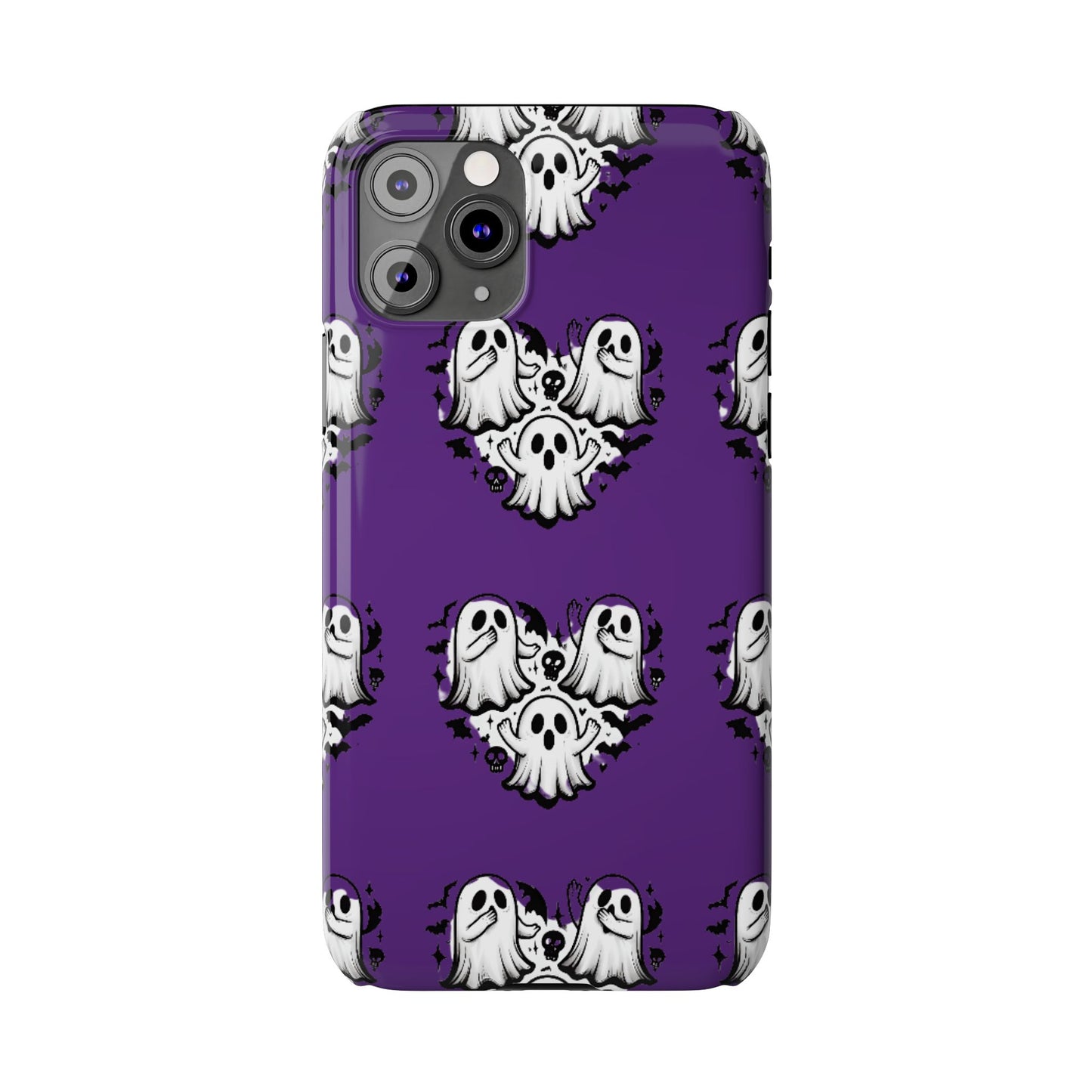 Cute Ghost Heart Slim Phone Case, Creepy Cute Spooky Heart Print, Goth Coquette Aesthetic Spooky Accessories, Halloween Gift Case