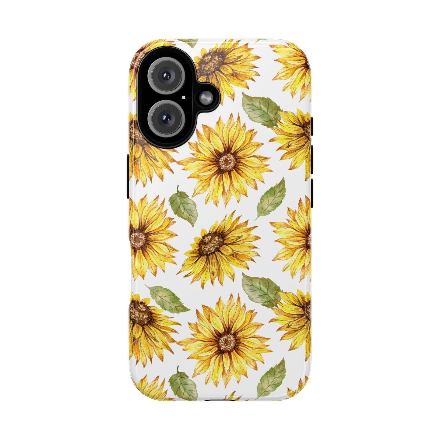 Sunflower Floral Tough Phone Case - Watercolor Botanical Print, Bright Nature Aesthetic, Compatible with iPhone, Galaxy, and Google Phones