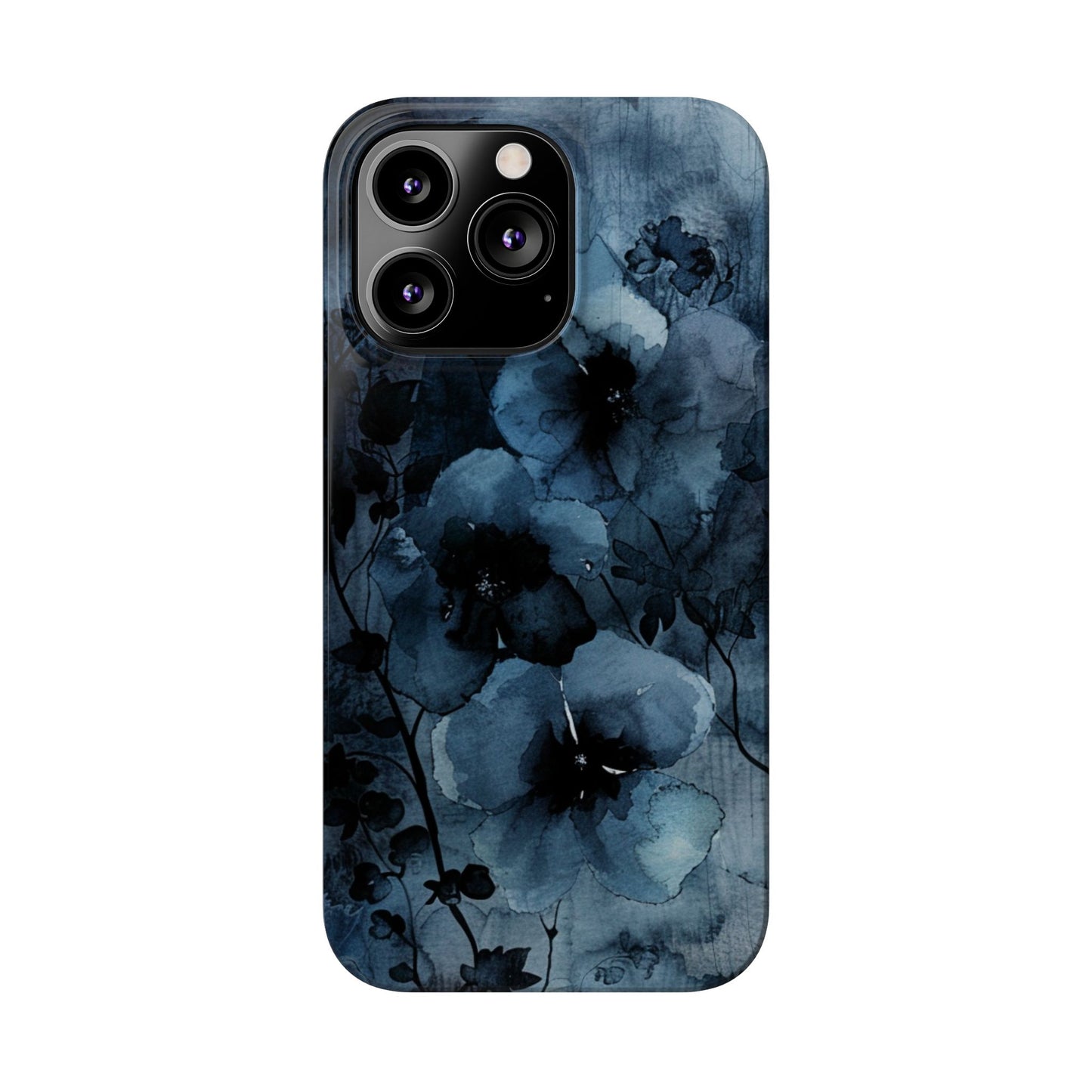 Elegant Floral Slim Phone Cases | Trendy Phone Cover, Blue Flower Design, Gift for Her, Stylish Mobile Case, Floral Accessories