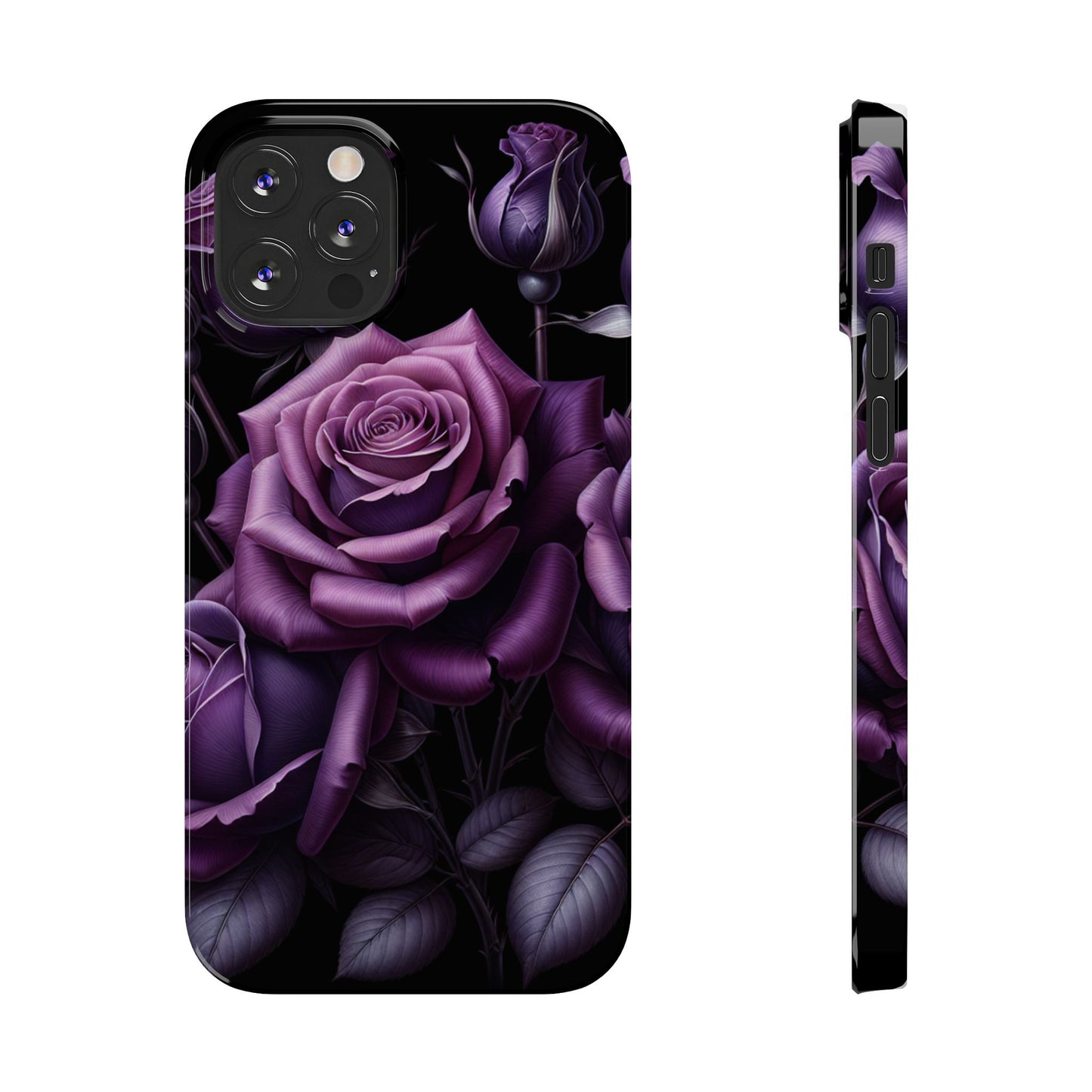 Purple Rose Slim Phone Cases, Floral Phone Cover, Elegant Smartphone Case, Gift for Her, Mother's Day Accessories