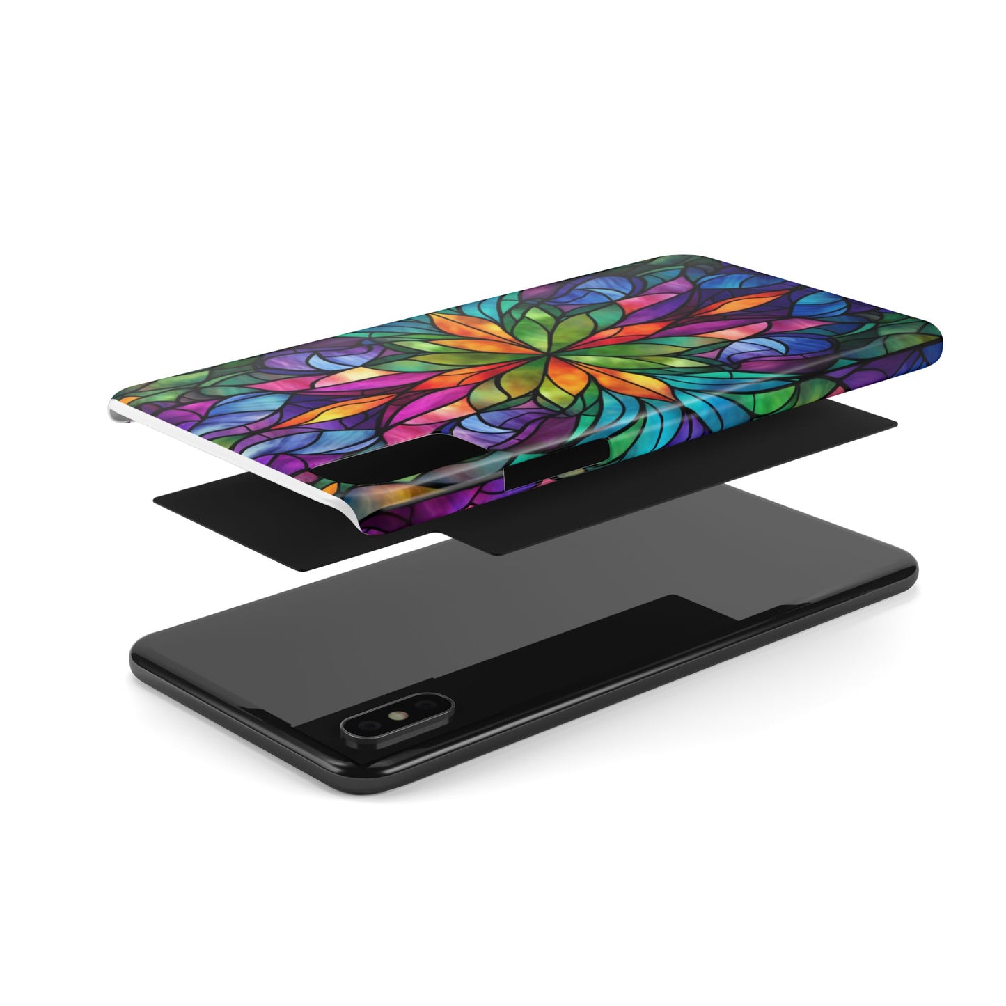 Vibrant Floral Slim Phone Cases, Colorful Cell Phone Cover, Stained Glass Design, Unique Gift for Her, Artistic Accessories, Phone Case