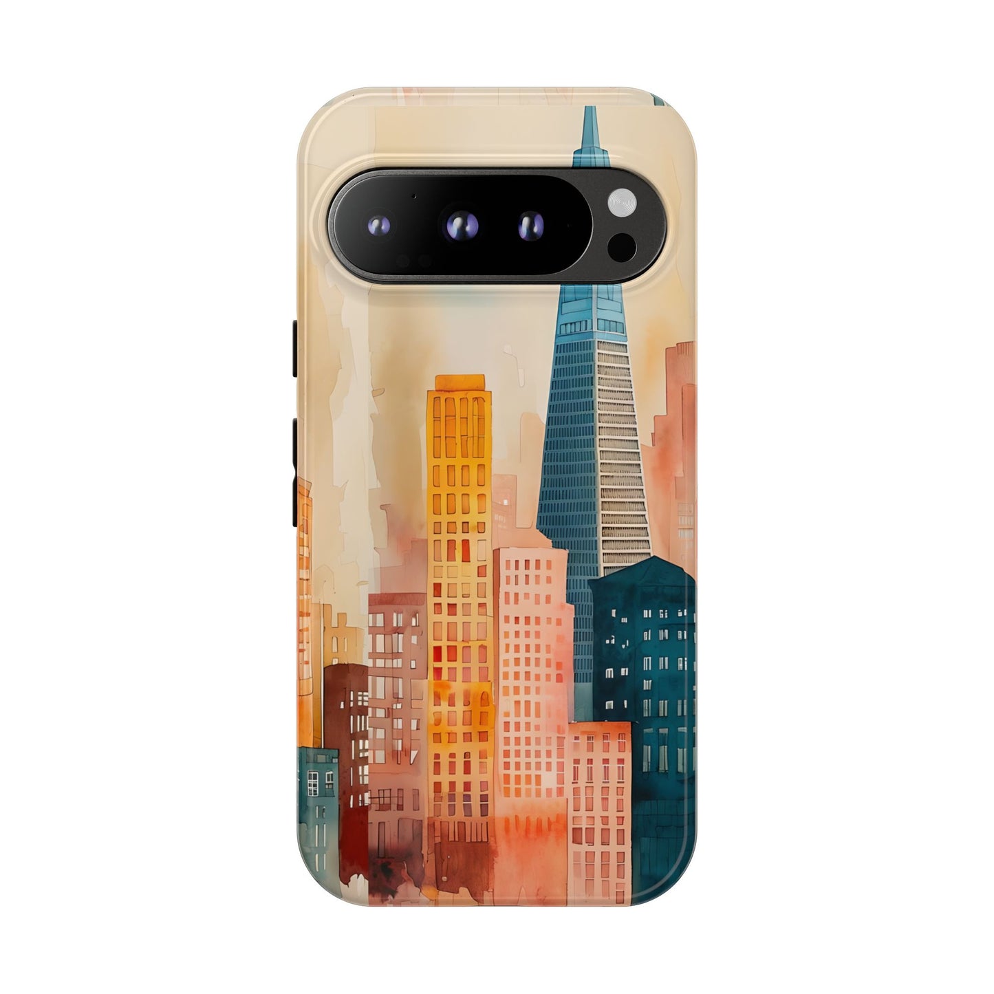 San Francisco Cityscape Tough Phone Case - Tropical Skyline Aesthetic, Sunset Beach Urban Art, Compatible with iPhone, Galaxy, and Google