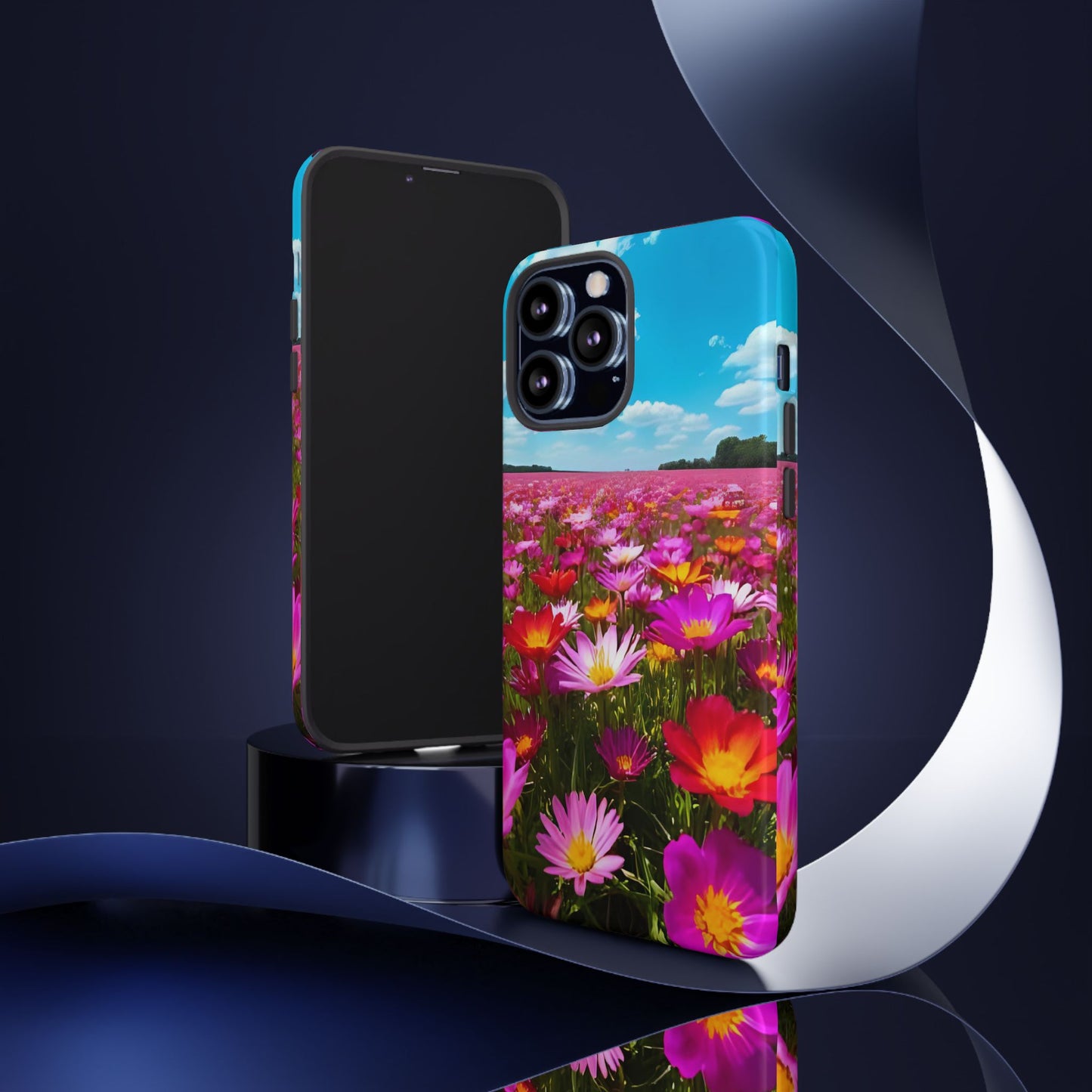 Flower Field Tough Phone Case - Wildflower Meadow Print, Colorful Nature Aesthetic, Compatible with iPhone, Galaxy, and Google Phones