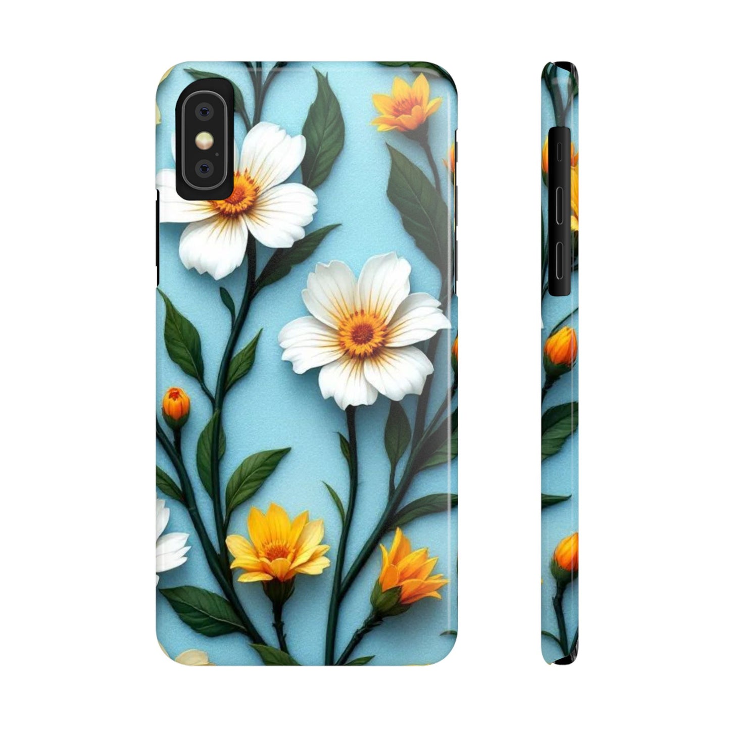 Floral Slim Phone Case - Colorful Flower Design, Elegant Phone Cover, Spring Accessories, Gift Idea for Her, Trendy Cell Phone Case