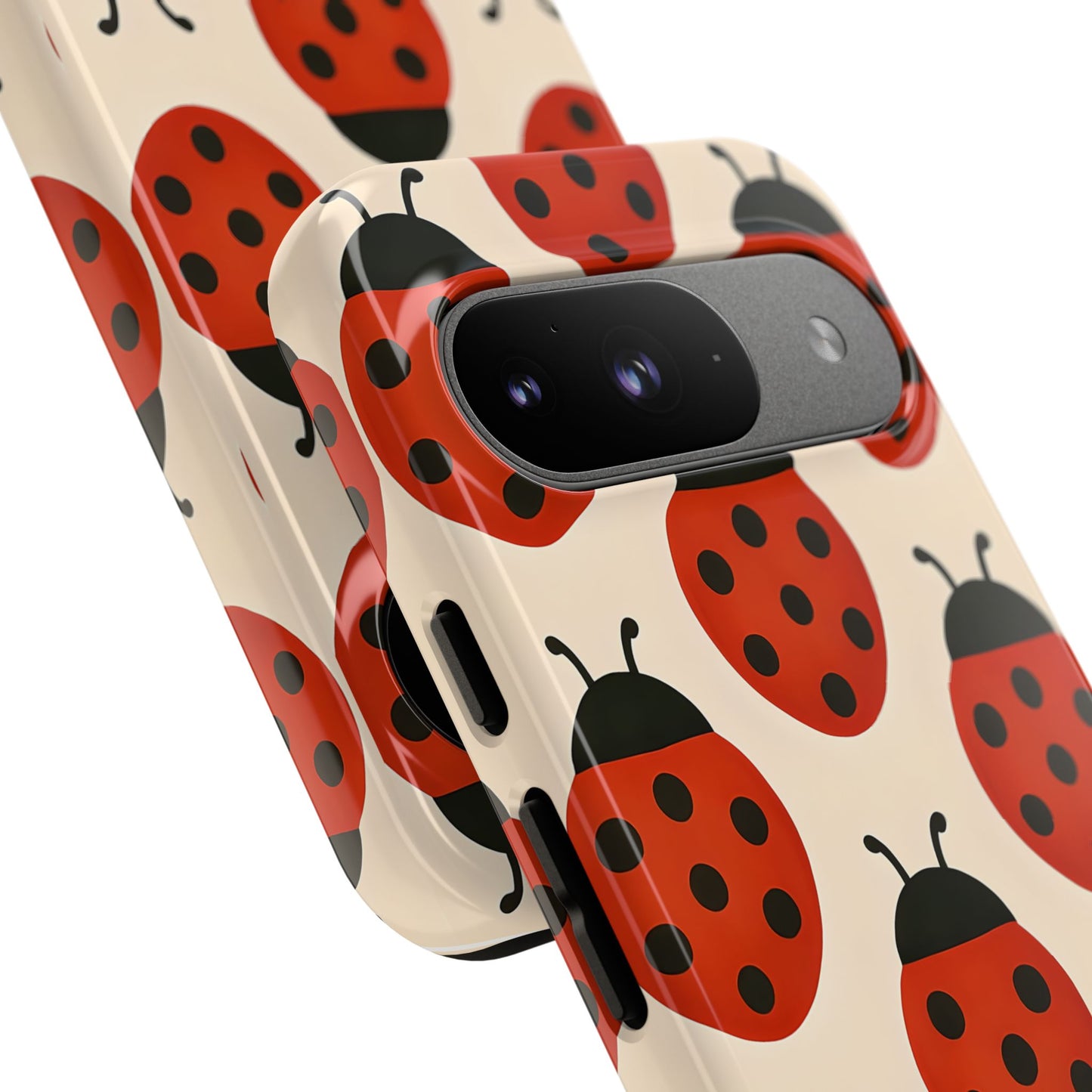 Cute Ladybug Tough Phone Case - Red and Black Insect Pattern, Nature-Inspired Design, Compatible with iPhone, Galaxy, and Google Phones
