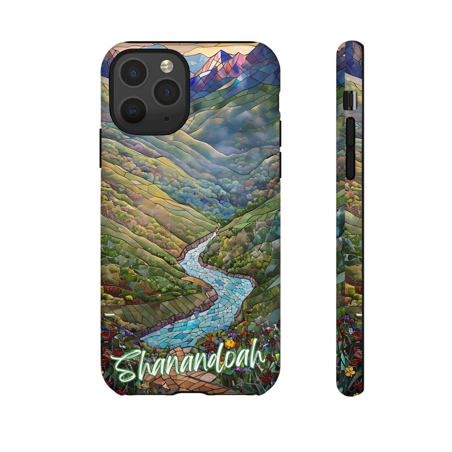 Shenandoah Mosaic Tough Phone Case - Blue Ridge Mountain Art, Scenic Forest Aesthetic, Compatible with iPhone, Galaxy, and Google Phones