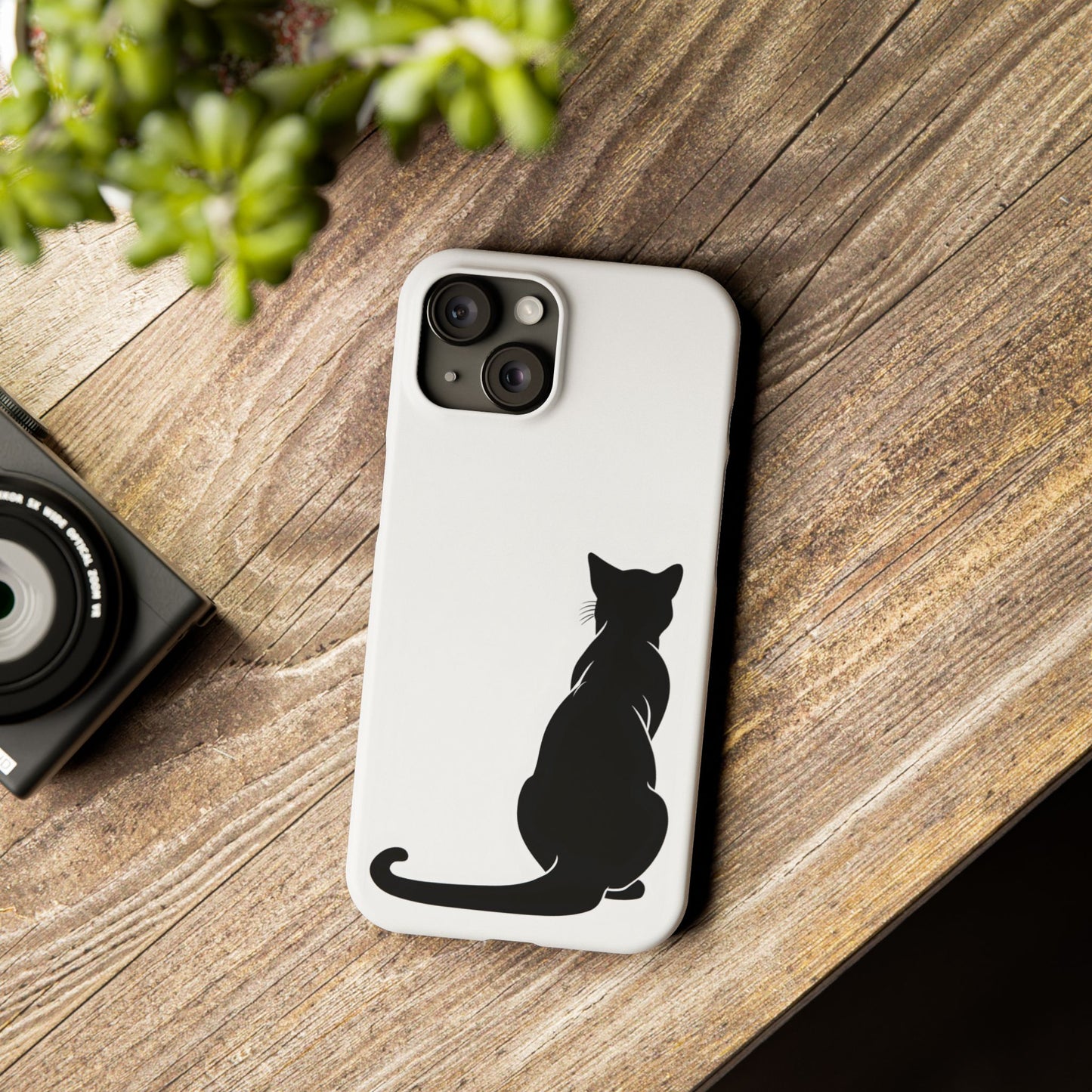 Black Cat Halloween Slim Phone Case Coquette, Creepy Cute Gift for Her, Goth Coquette Spooky Case, Compatible with iPhone, Galaxy, Google