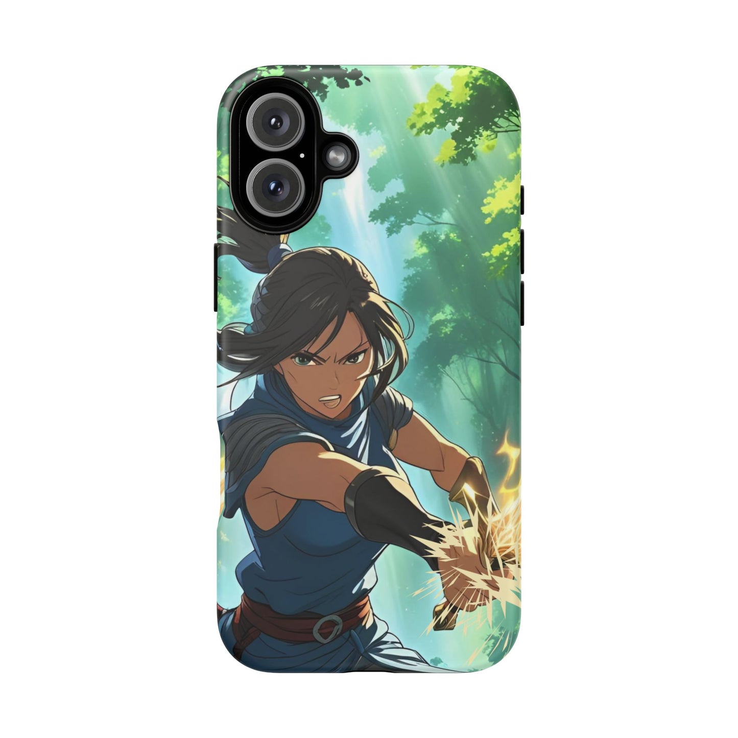 Anime Warrior Girl Tough Phone Case - Japanese Action Aesthetic, Fierce Heroine Design, Compatible with iPhone, Galaxy, and Google Phones