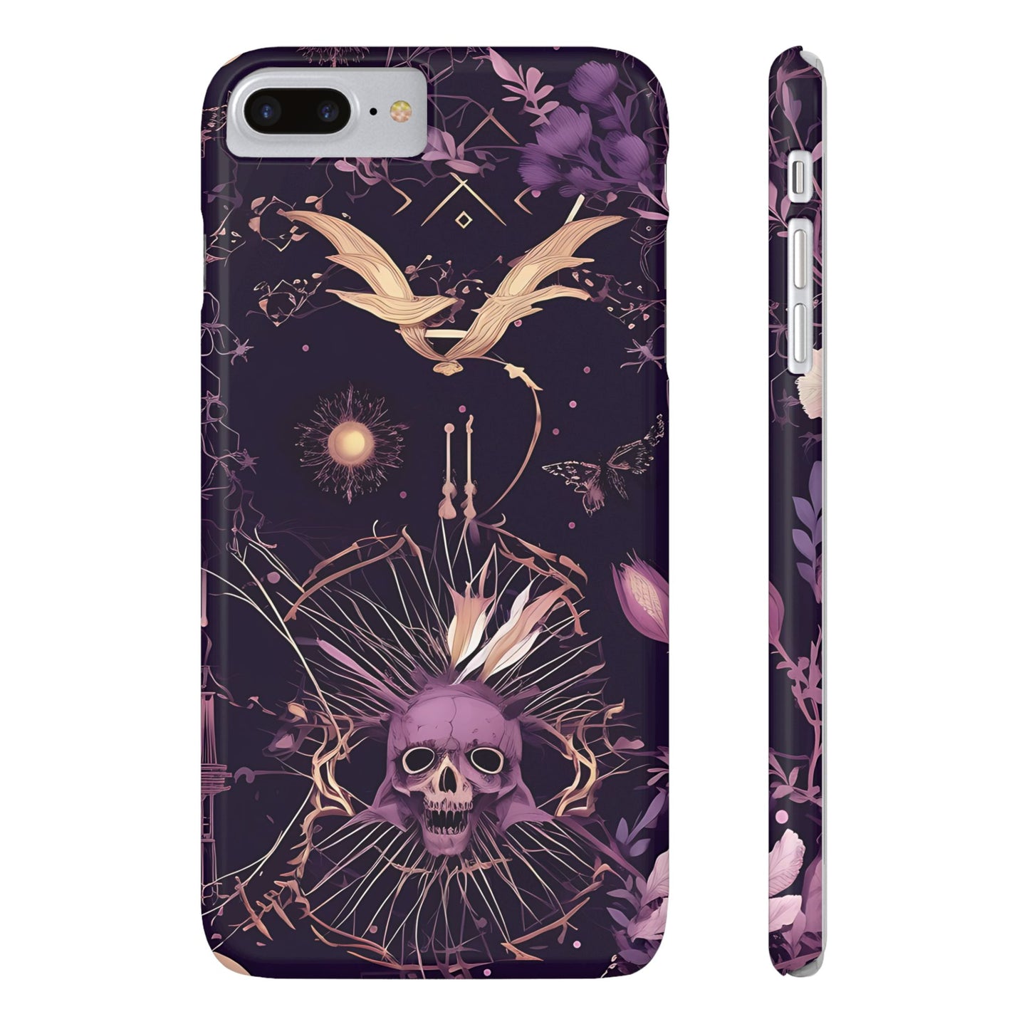 Gothic Floral Slim Phone Cases, Ghostly Style Mobile Cover, Dark Aesthetic Gift, Unique Protective Case, Perfect for Halloween