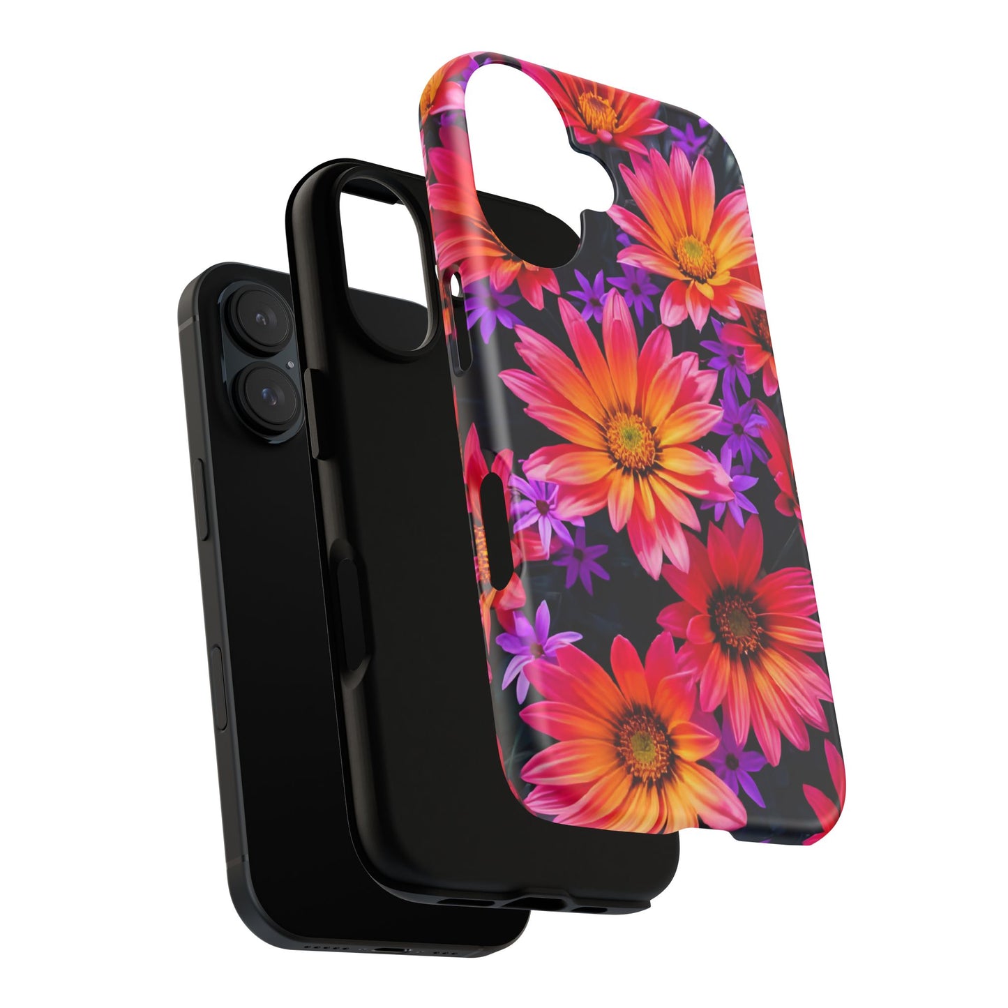 Bold Garden Flower Tough Phone Case - Colorful Floral Print, Bright Botanical Aesthetic, Compatible with iPhone, Galaxy, and Google Phones