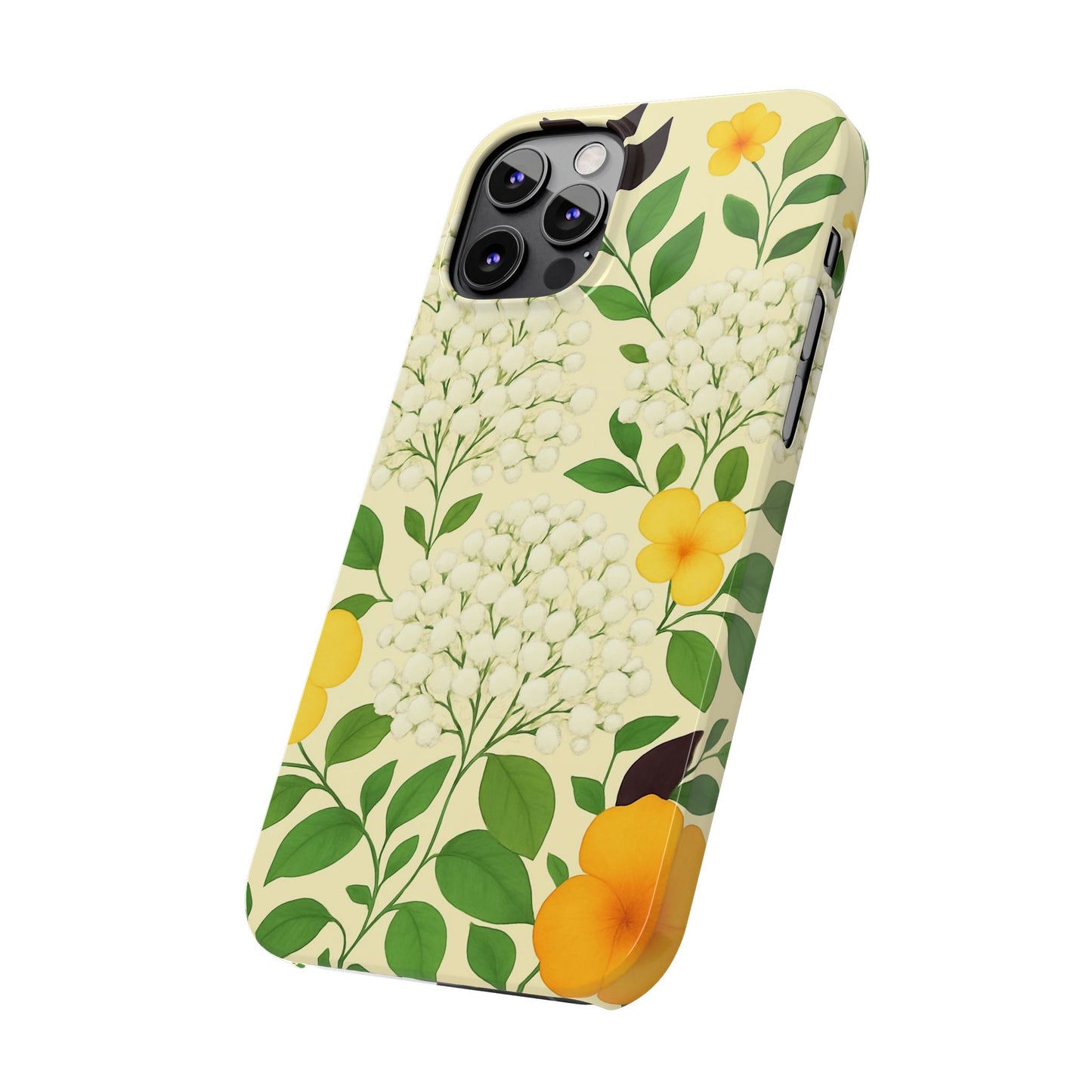 Delicate Floral Print Phone Case, Autumn Botanical Slim Phone Case, Aesthetic Flower Phone Cover Compatible with iPhone, Galaxy, Google