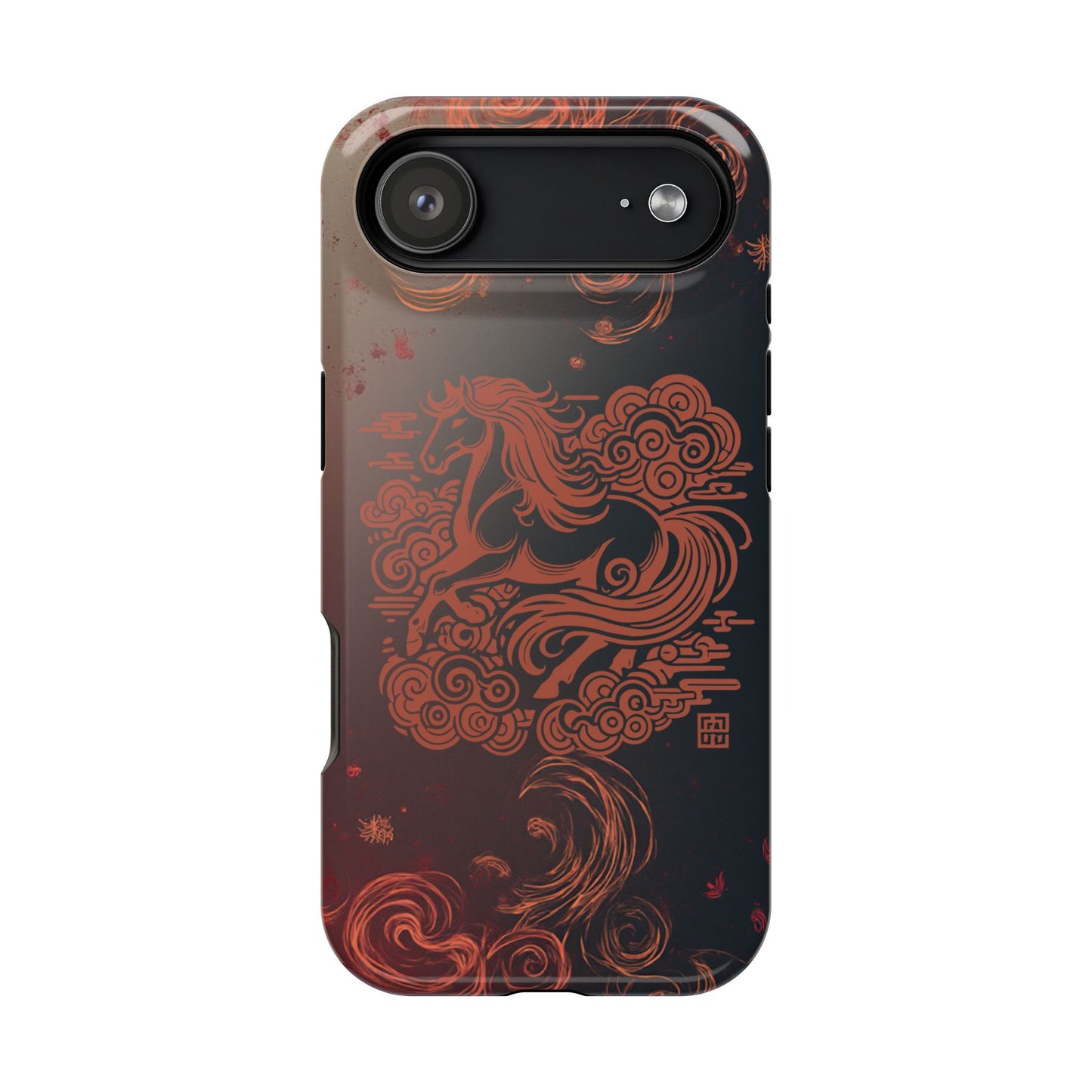 Year of the Horse Floral Art Magnetic Phone Case, Chinese Zodiac 2026 Design, compatible with iPhone 17 16 15 14 13