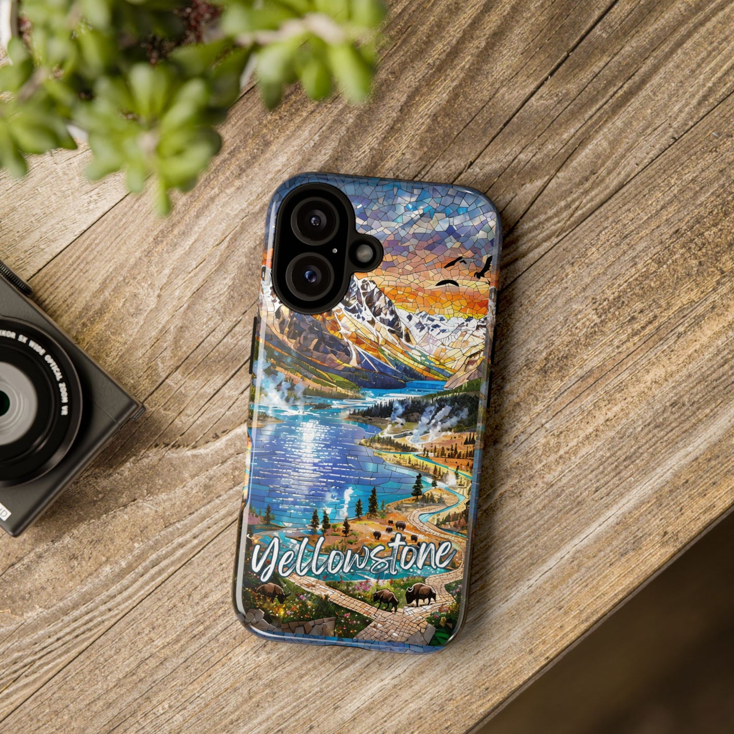 Yellowstone  National Park Phone Case, Mosaic Phone Case, Yellowstone National Park Gift, Scenic Mountains Phone Cover, Landscape Aesthetic