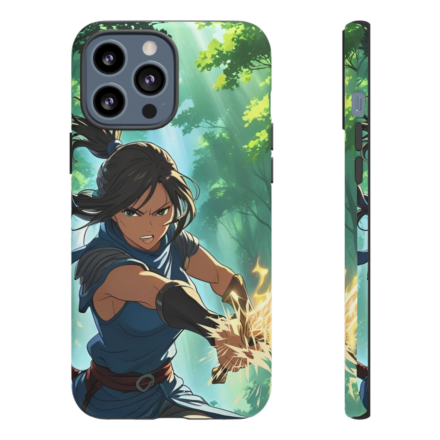 Anime Warrior Girl Tough Phone Case - Japanese Action Aesthetic, Fierce Heroine Design, Compatible with iPhone, Galaxy, and Google Phones