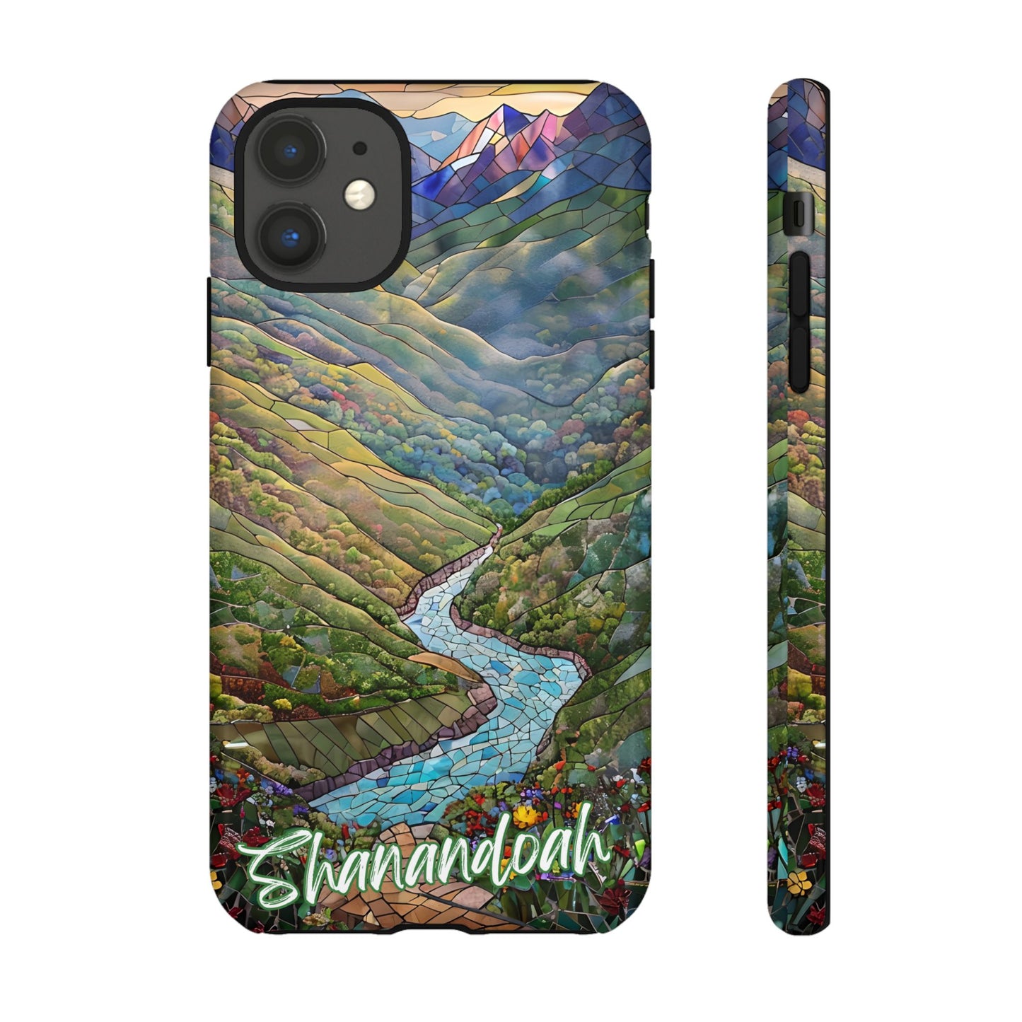 Shenandoah Mosaic Tough Phone Case - Blue Ridge Mountain Art, Scenic Forest Aesthetic, Compatible with iPhone, Galaxy, and Google Phones