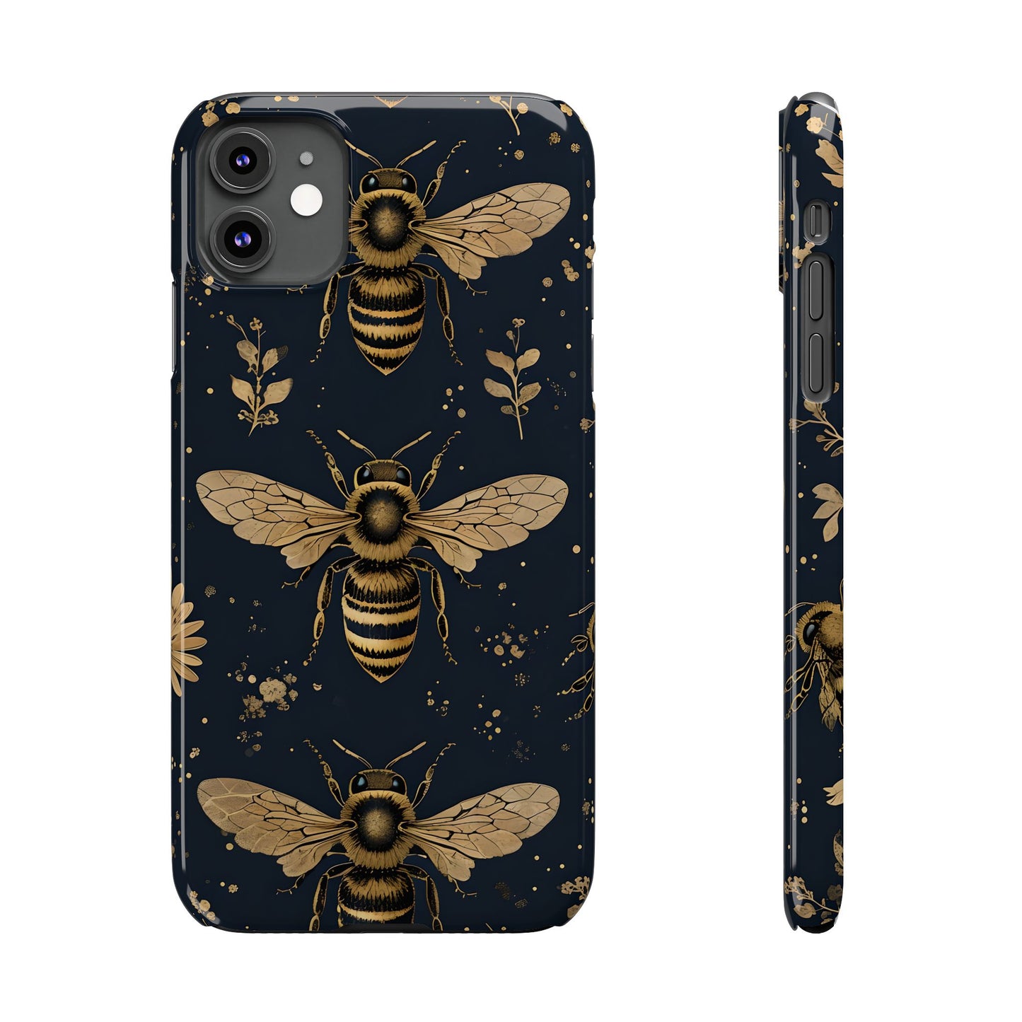 Golden Bee Slim Phone Case | Nature Lover Gift | Floral Print Design | Eco-Friendly Accessory | Ideal for Birthdays, Holidays