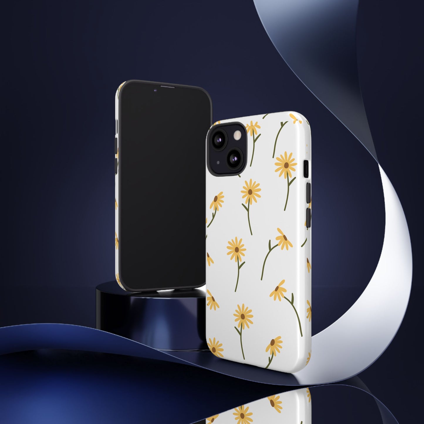 Sunflower Floral Tough Phone Case - Minimal Daisy-Inspired Print, Simple Botanical Aesthetic, Compatible with iPhone, Galaxy, and Google