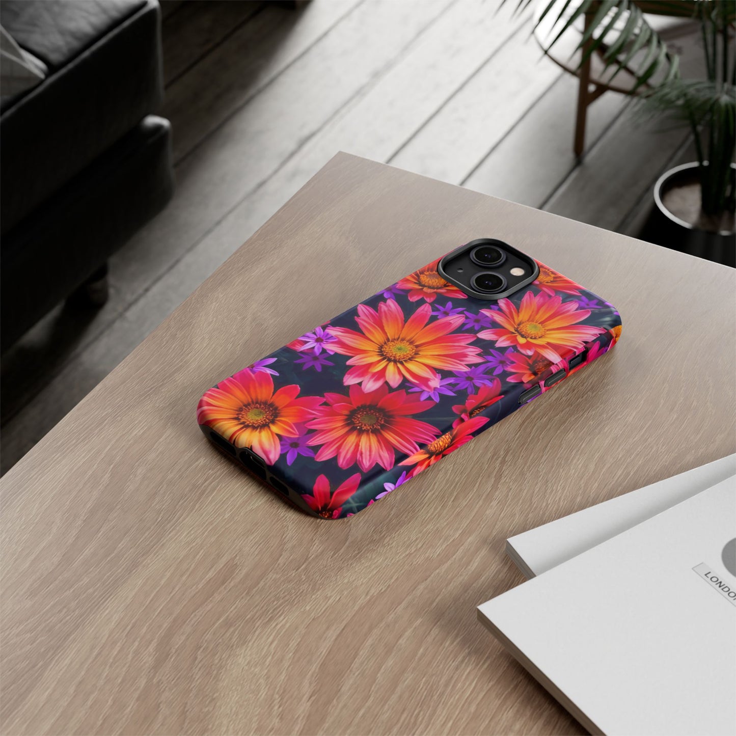 Bold Garden Flower Tough Phone Case - Colorful Floral Print, Bright Botanical Aesthetic, Compatible with iPhone, Galaxy, and Google Phones
