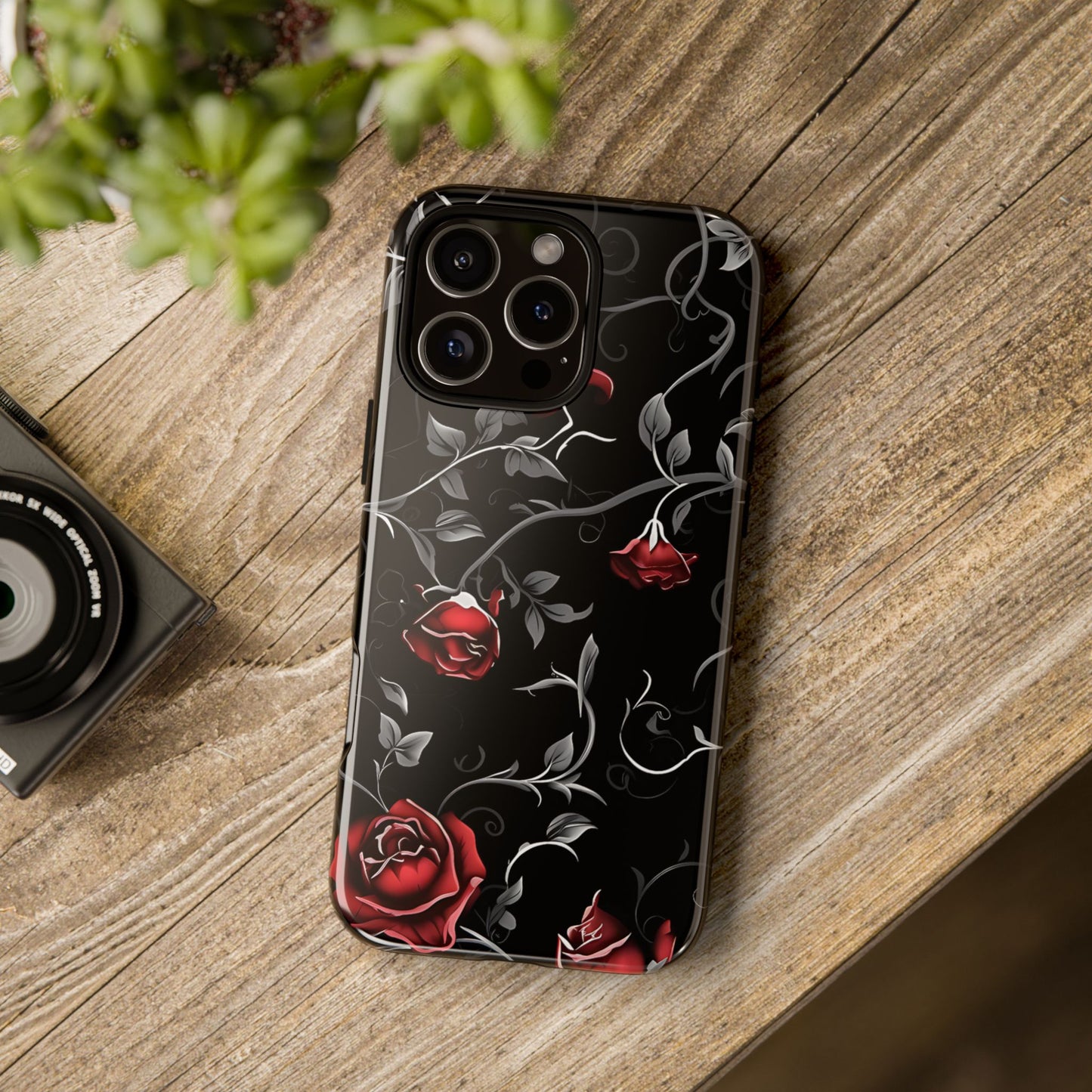 Mystical Red Roses Tough Phone Case - compatible with iPhone, Samsung Galaxy, Google Pixel - Gothic Floral Protective Aesthetic Phone Cover