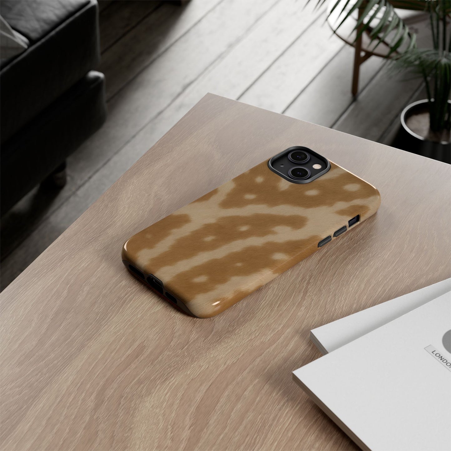 Giraffe Print Tough Phone Case, Animal Print, Protective Faux Skin Style Cover Compatible with iPhone 17, 16, 15, 14, 13, Galaxy, Google