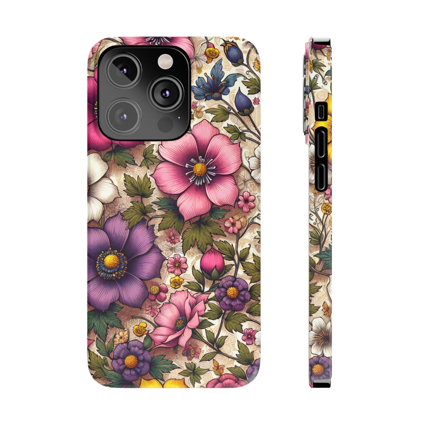 Floral Slim Phone Case - Vibrant Flower Design, Unique Floral iPhone Cover, Flower Phone Case, Gift for Her, Stylish Accessories