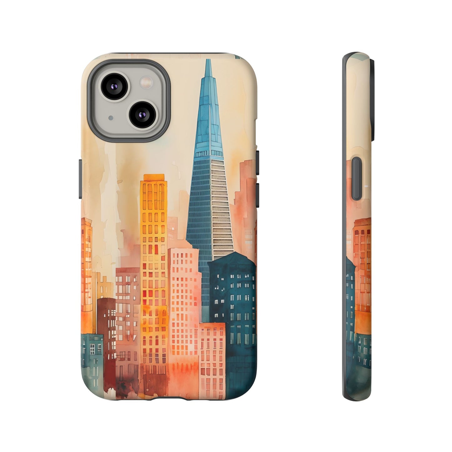 San Francisco Cityscape Tough Phone Case - Tropical Skyline Aesthetic, Sunset Beach Urban Art, Compatible with iPhone, Galaxy, and Google